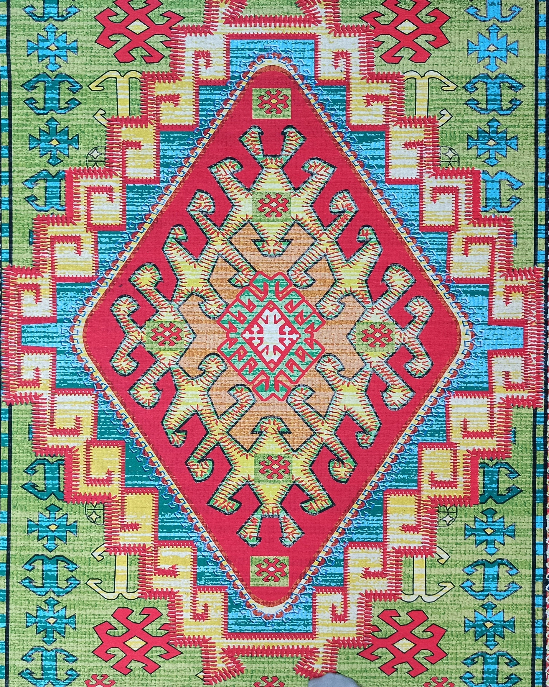 Nalan Rug Oriental Colorful Green Red Rug
