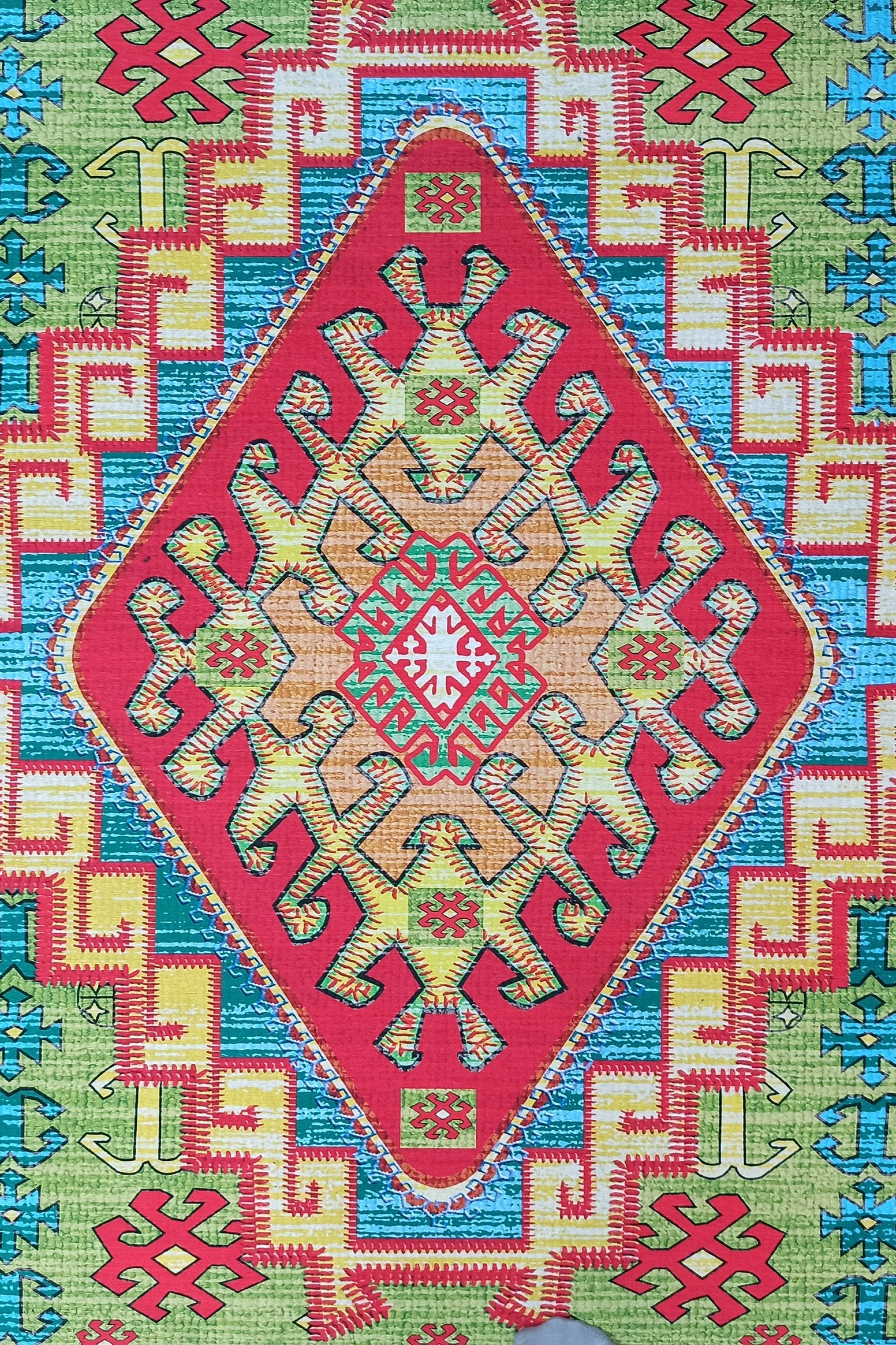 Nalan Rug Oriental Colorful Green Red Rug