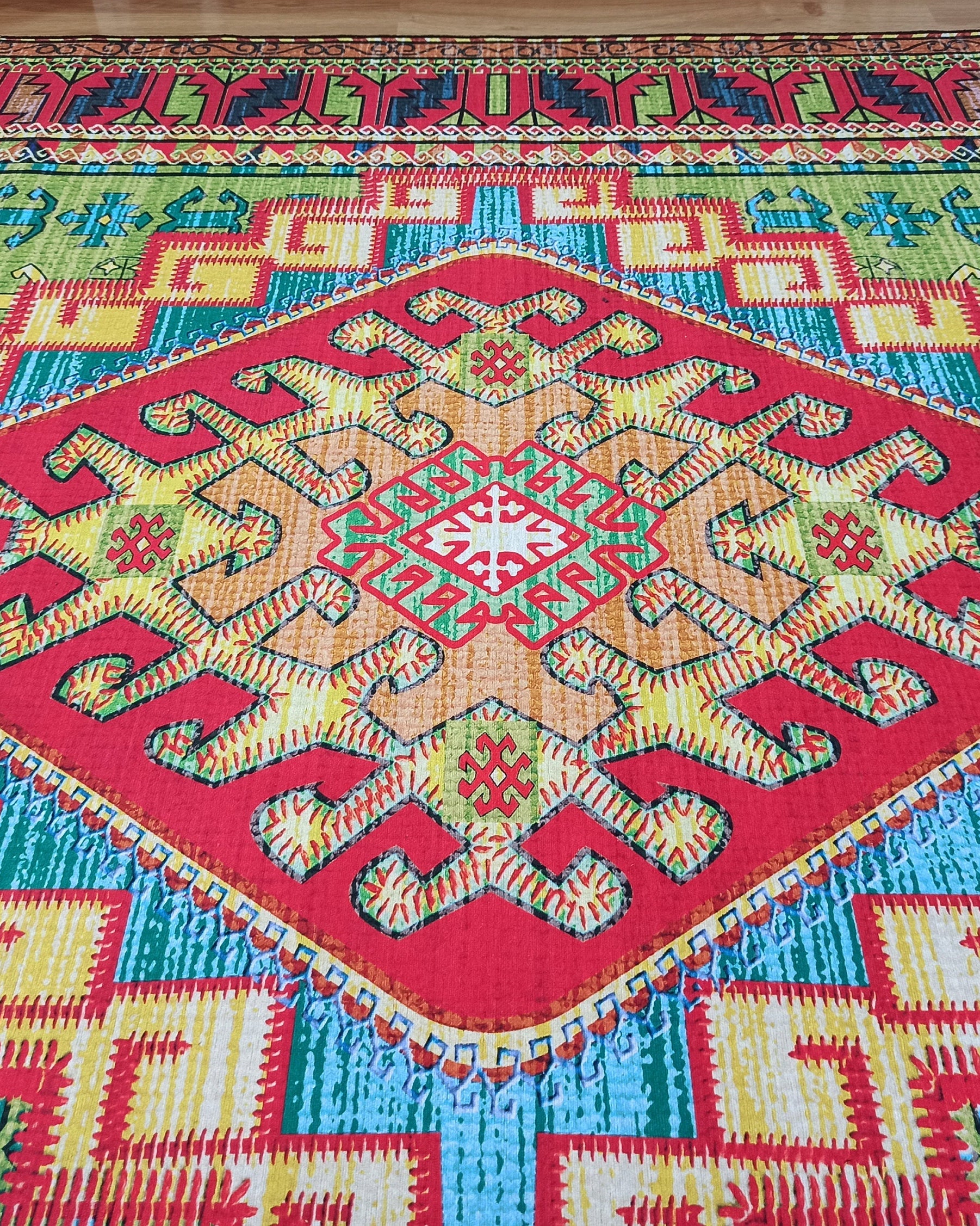 Nalan Rug Oriental Colorful Green Red Rug