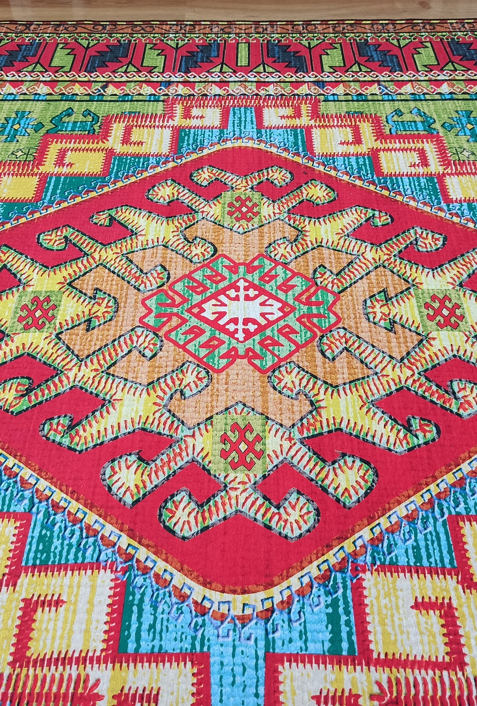 Nalan Rug Oriental Colorful Green Red Rug