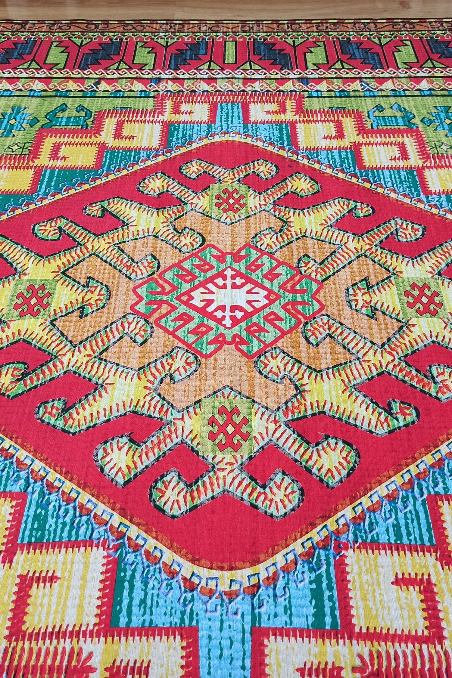 Nalan Rug Oriental Colorful Green Red Rug