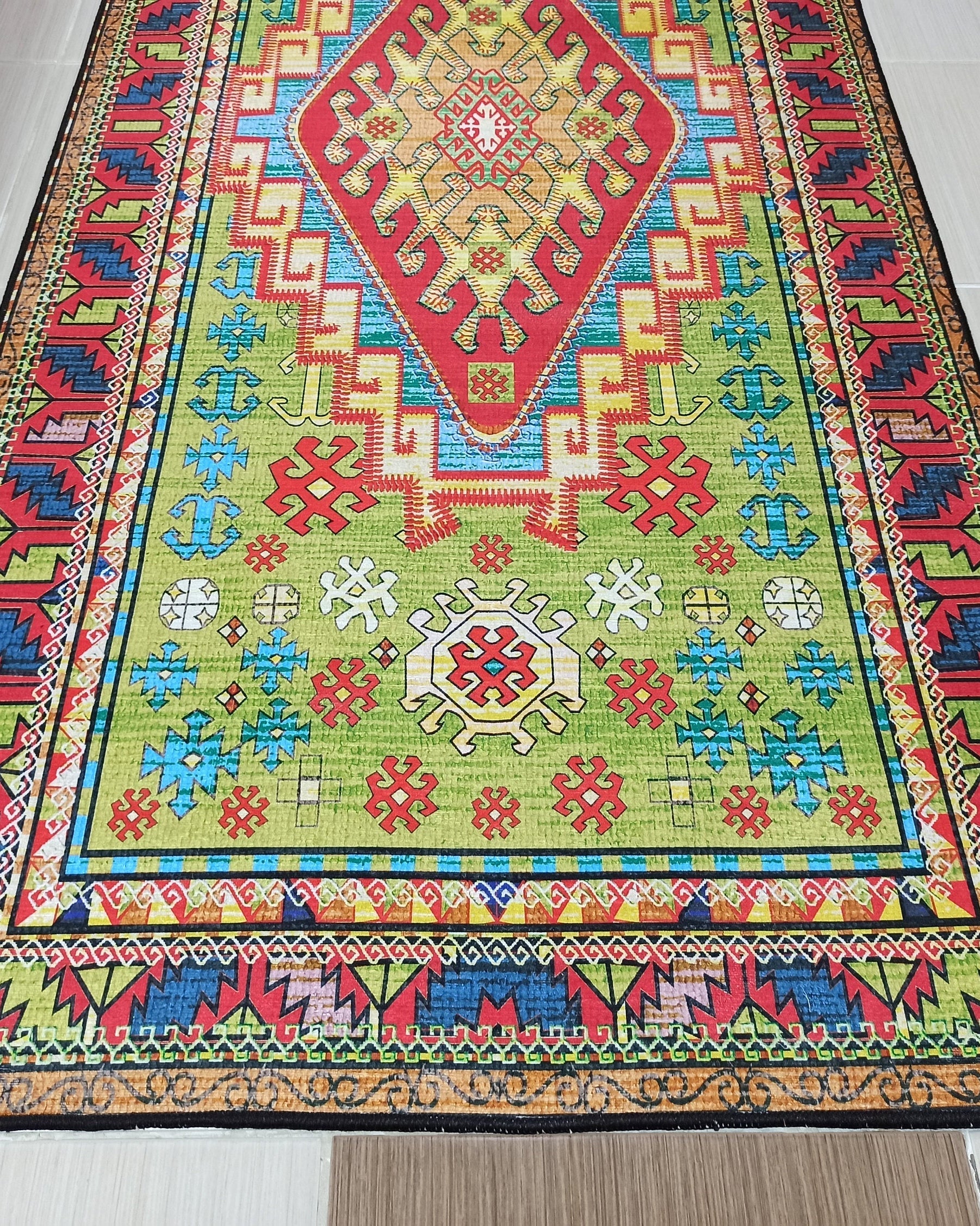 Nalan Rug Oriental Colorful Green Red Rug