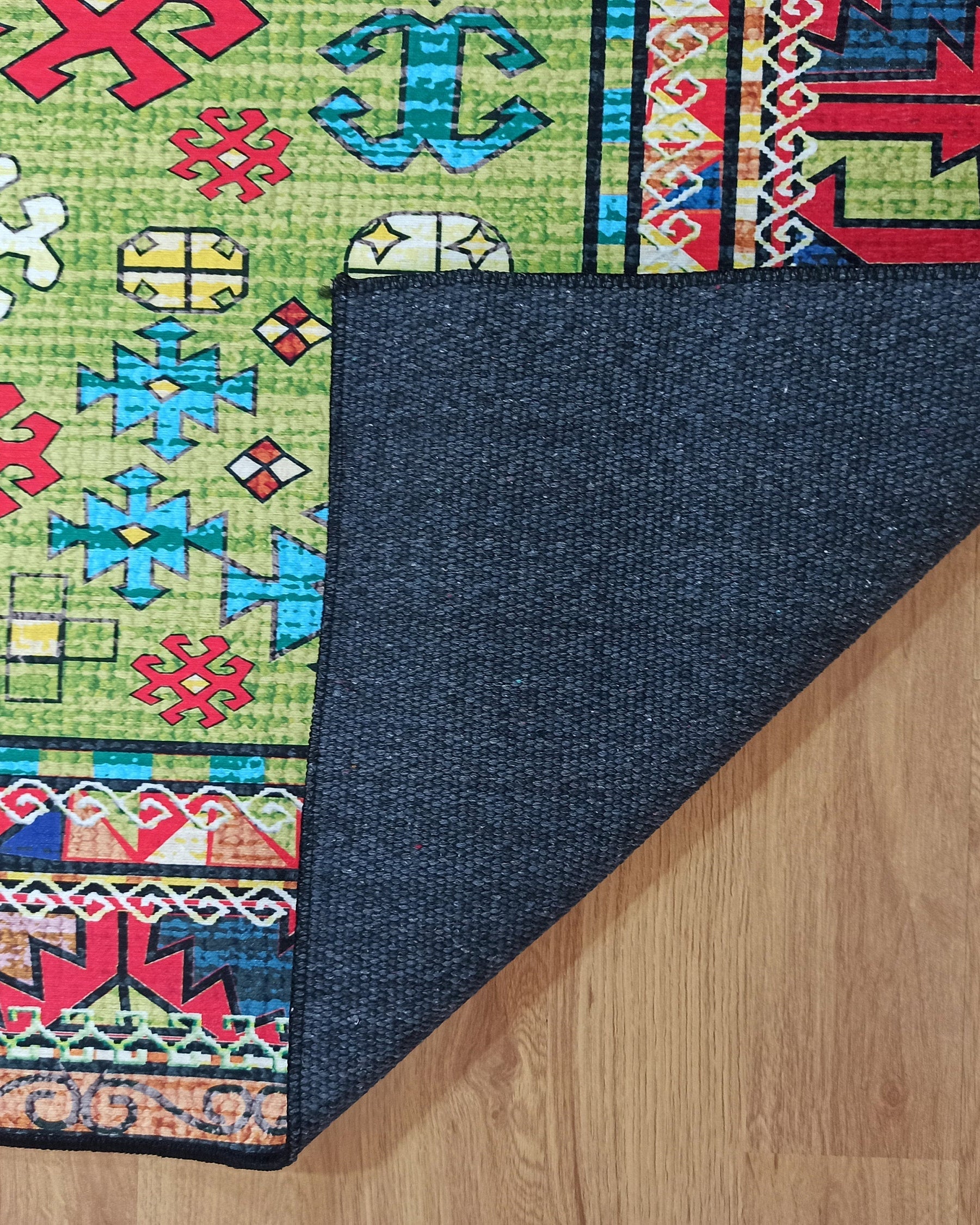 Nalan Rug Oriental Colorful Green Red Rug