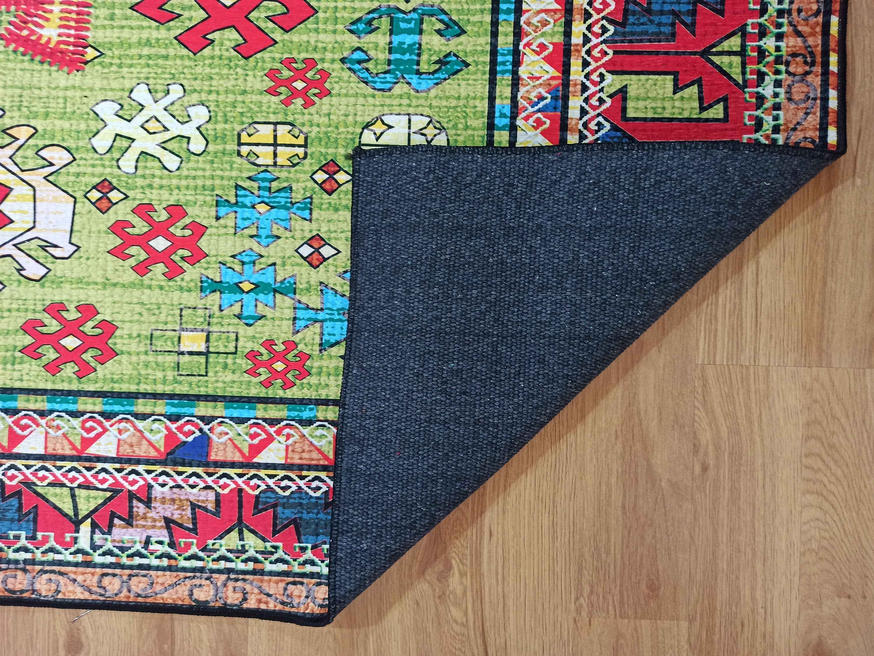 Nalan Rug Oriental Colorful Green Red Rug