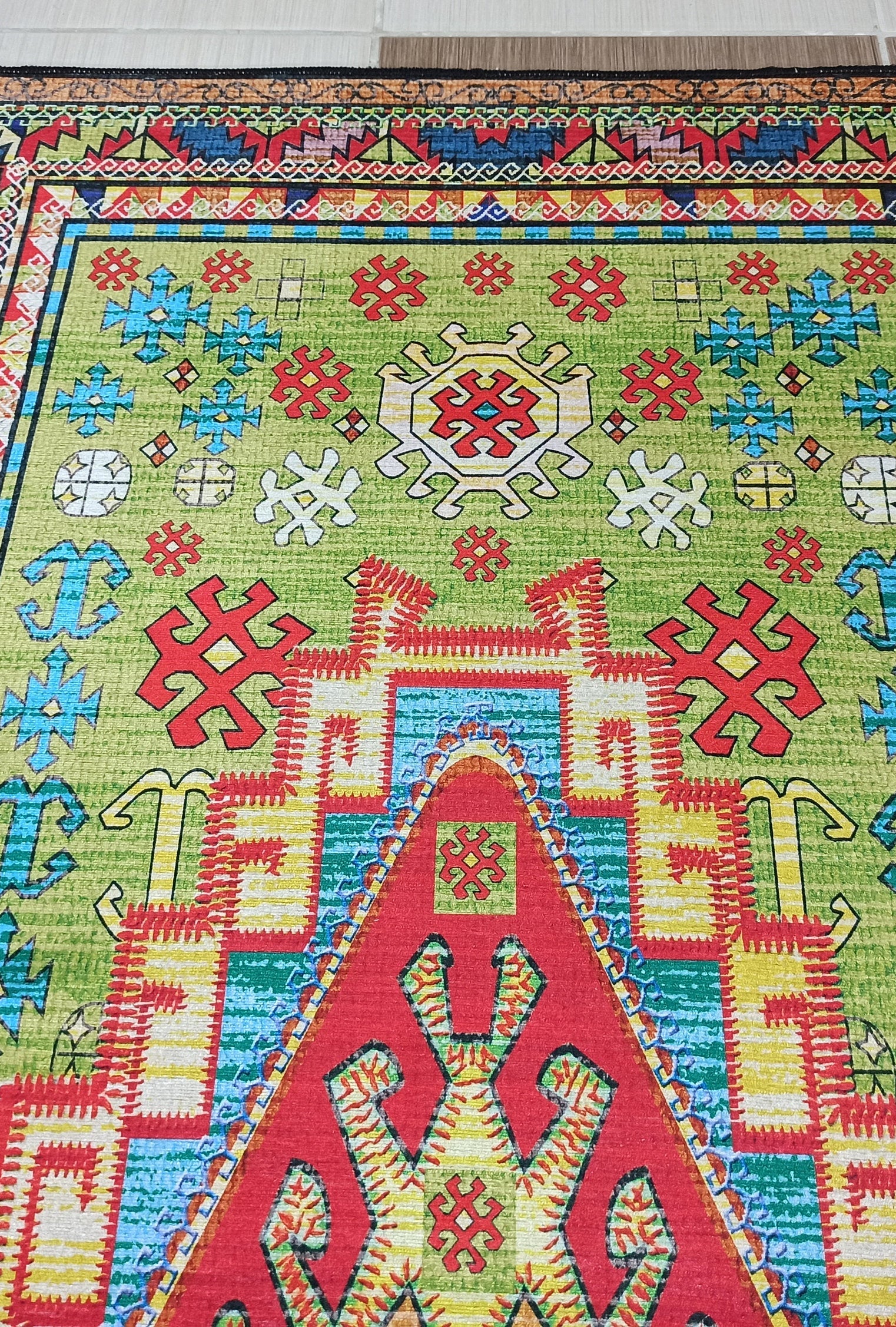 Nalan Rug Oriental Colorful Green Red Rug
