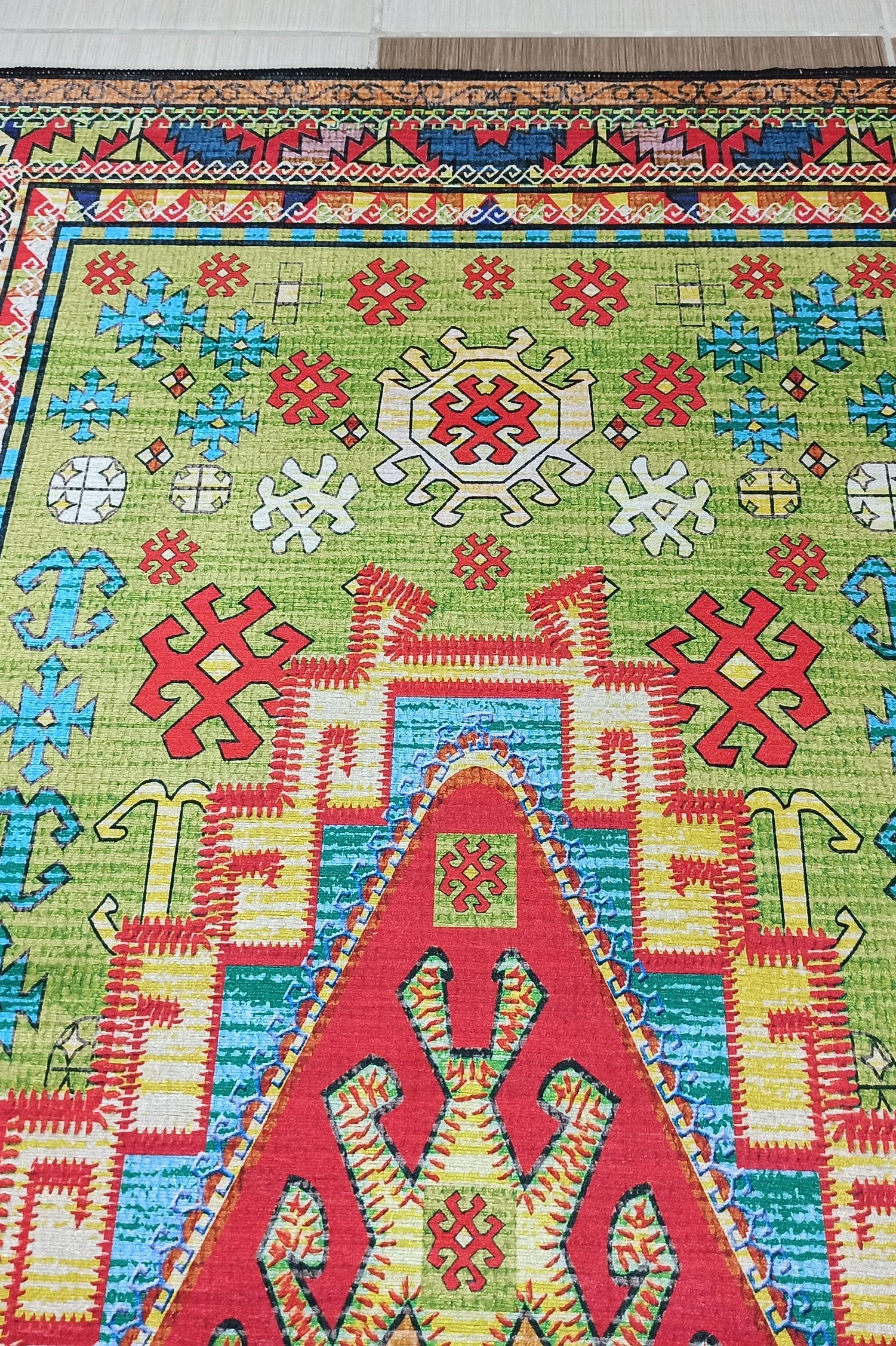 Nalan Rug Oriental Colorful Green Red Rug