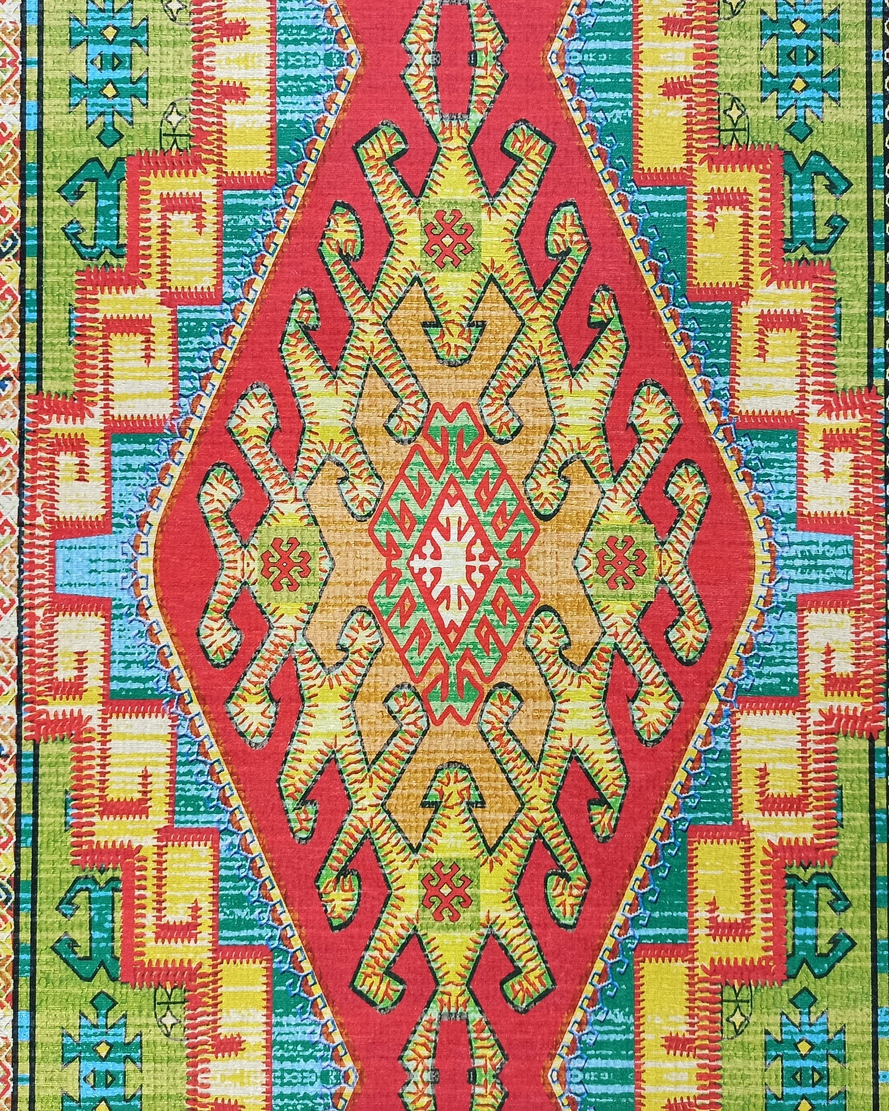Nalan Rug Oriental Colorful Green Red Rug