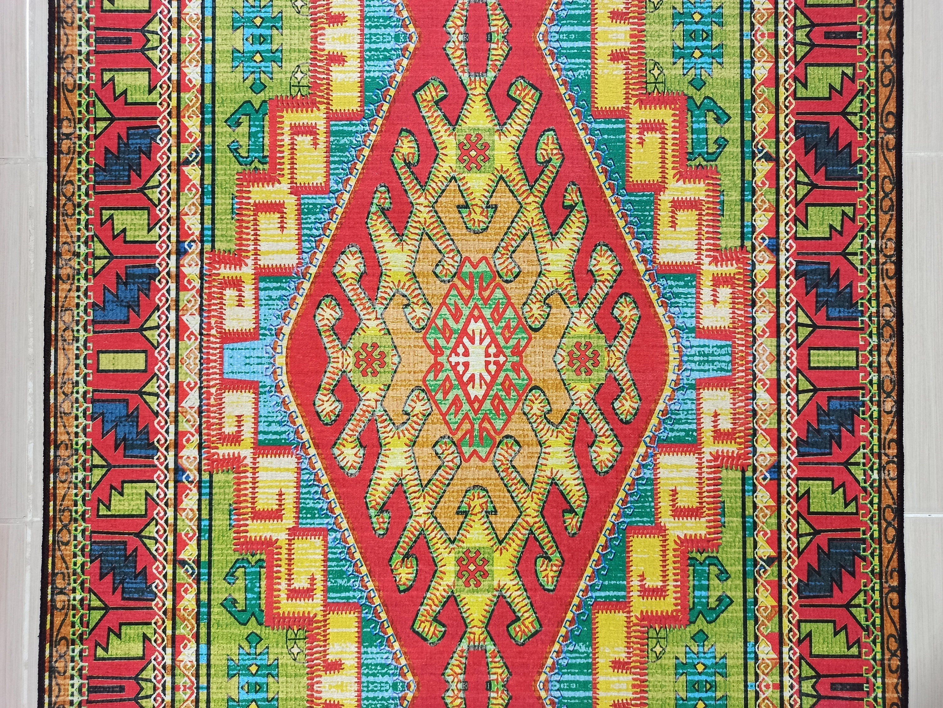 Nalan Rug Oriental Colorful Green Red Rug