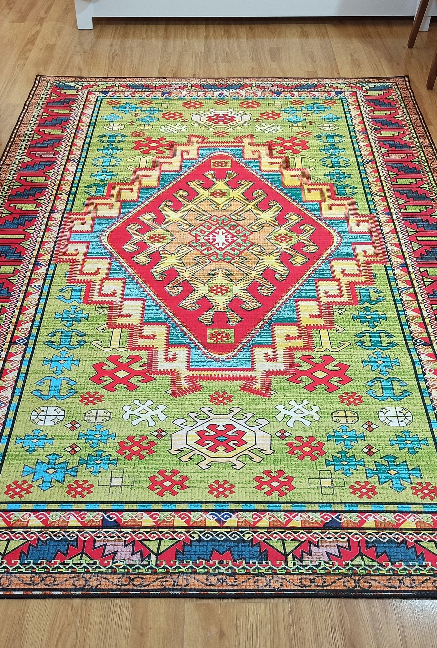 Nalan Rug Oriental Colorful Green Red Rug