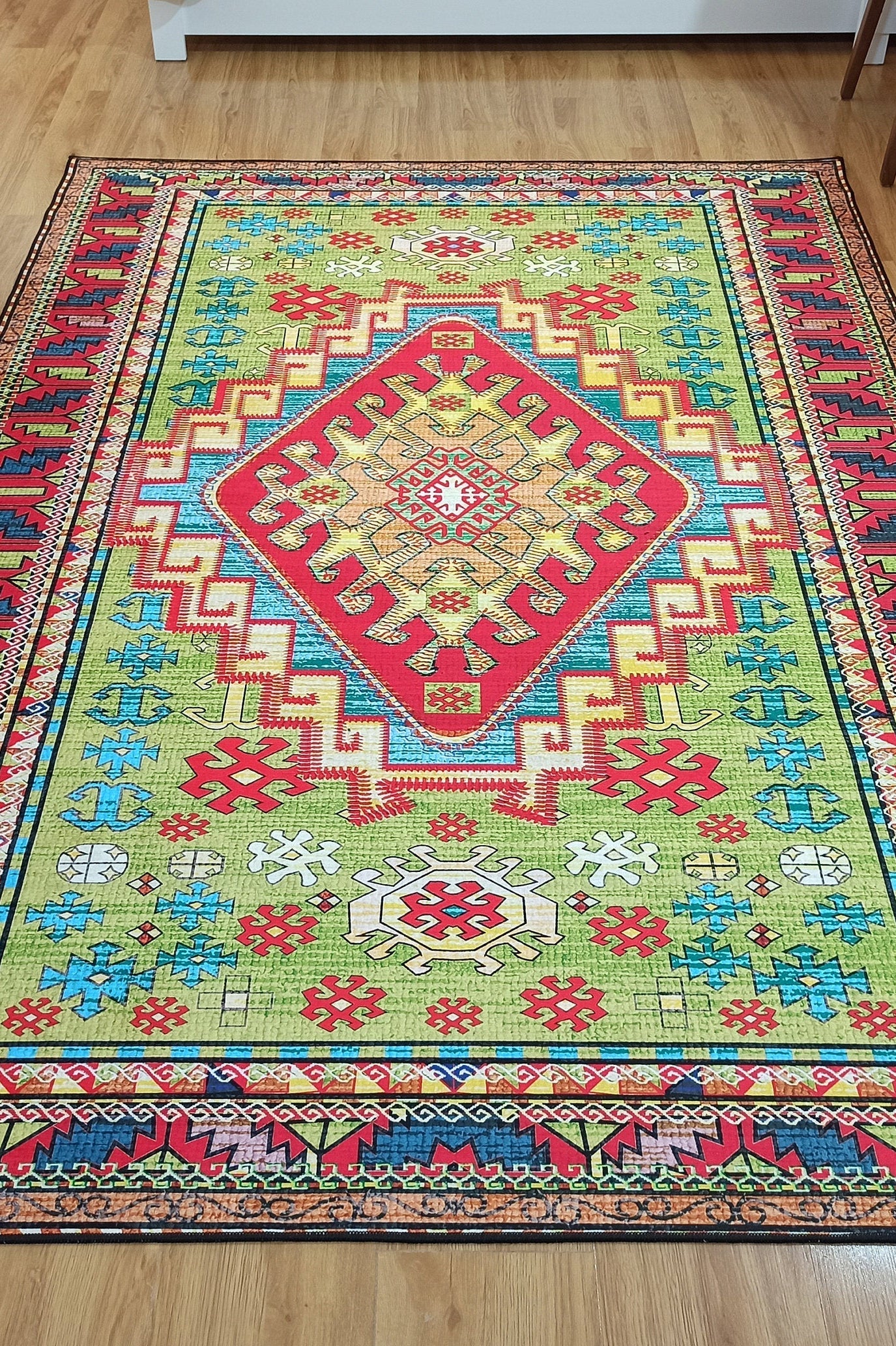 Nalan Rug Oriental Colorful Green Red Rug