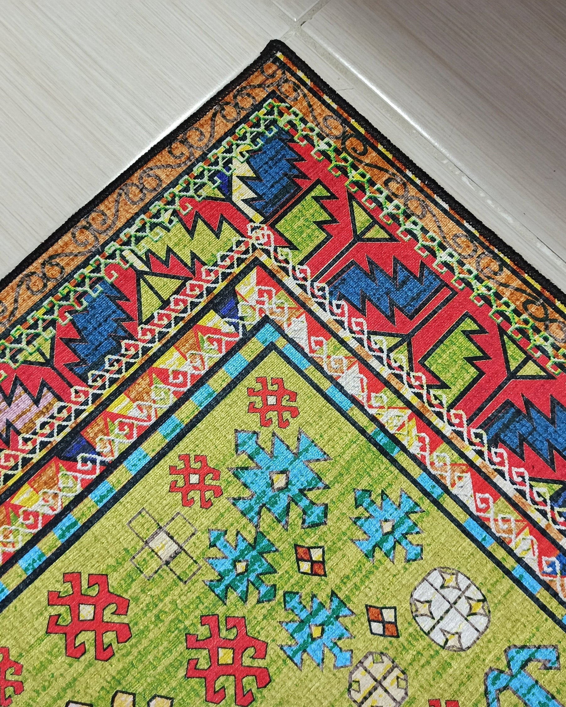 Nalan Rug Oriental Colorful Green Red Rug