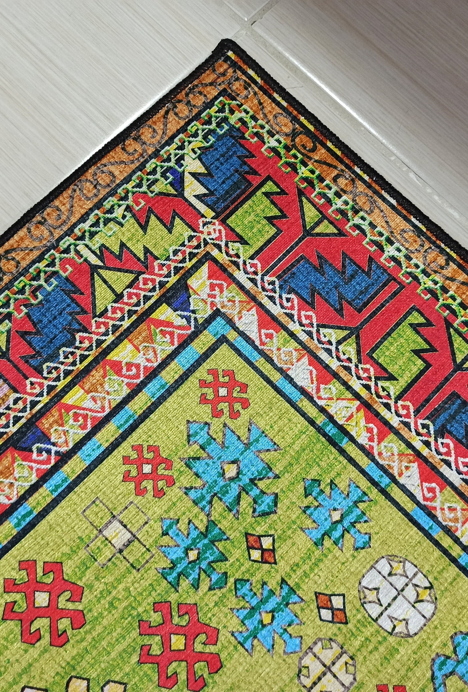 Nalan Rug Oriental Colorful Green Red Rug