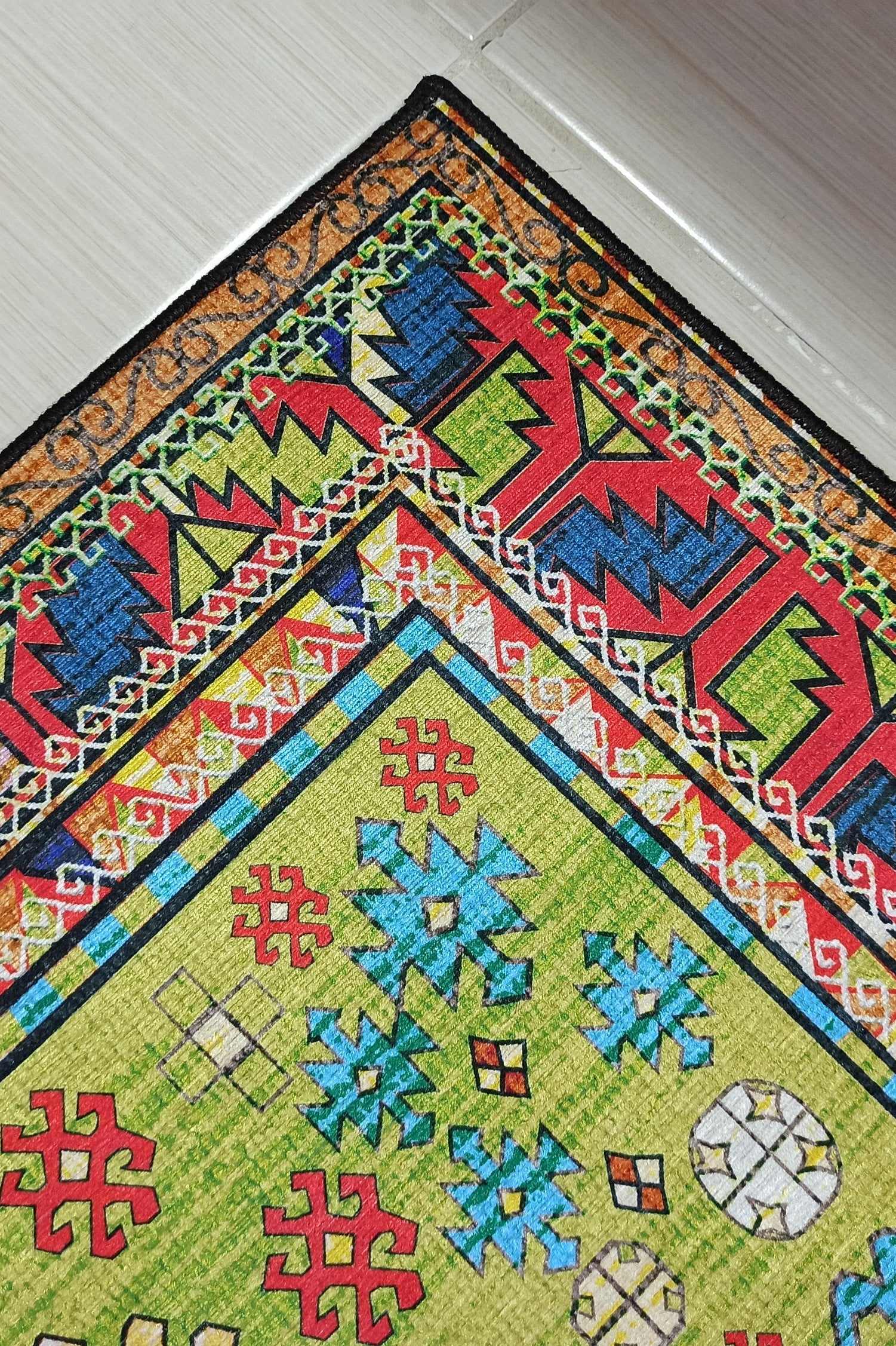 Nalan Rug Oriental Colorful Green Red Rug