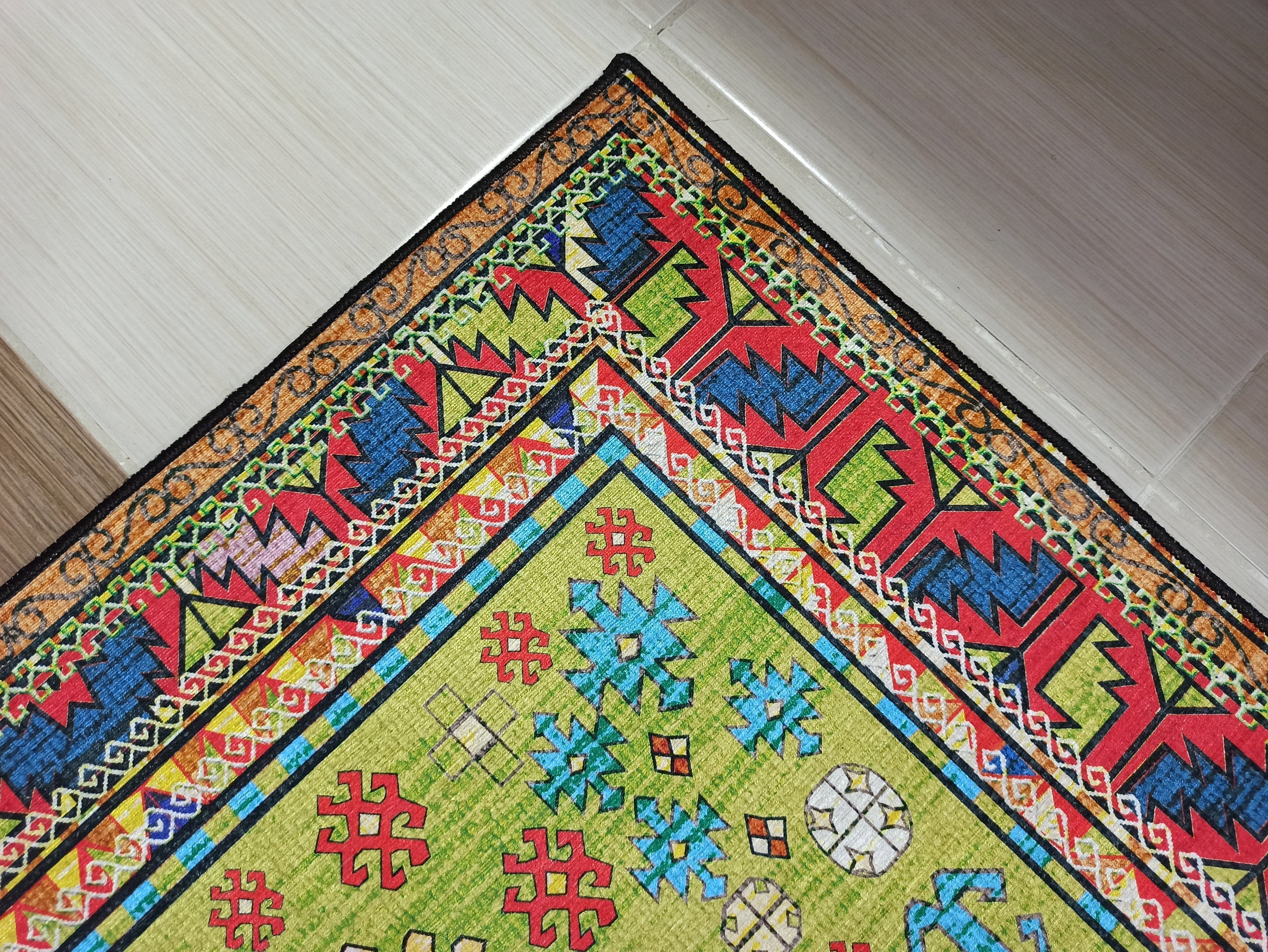 Nalan Rug Oriental Colorful Green Red Rug