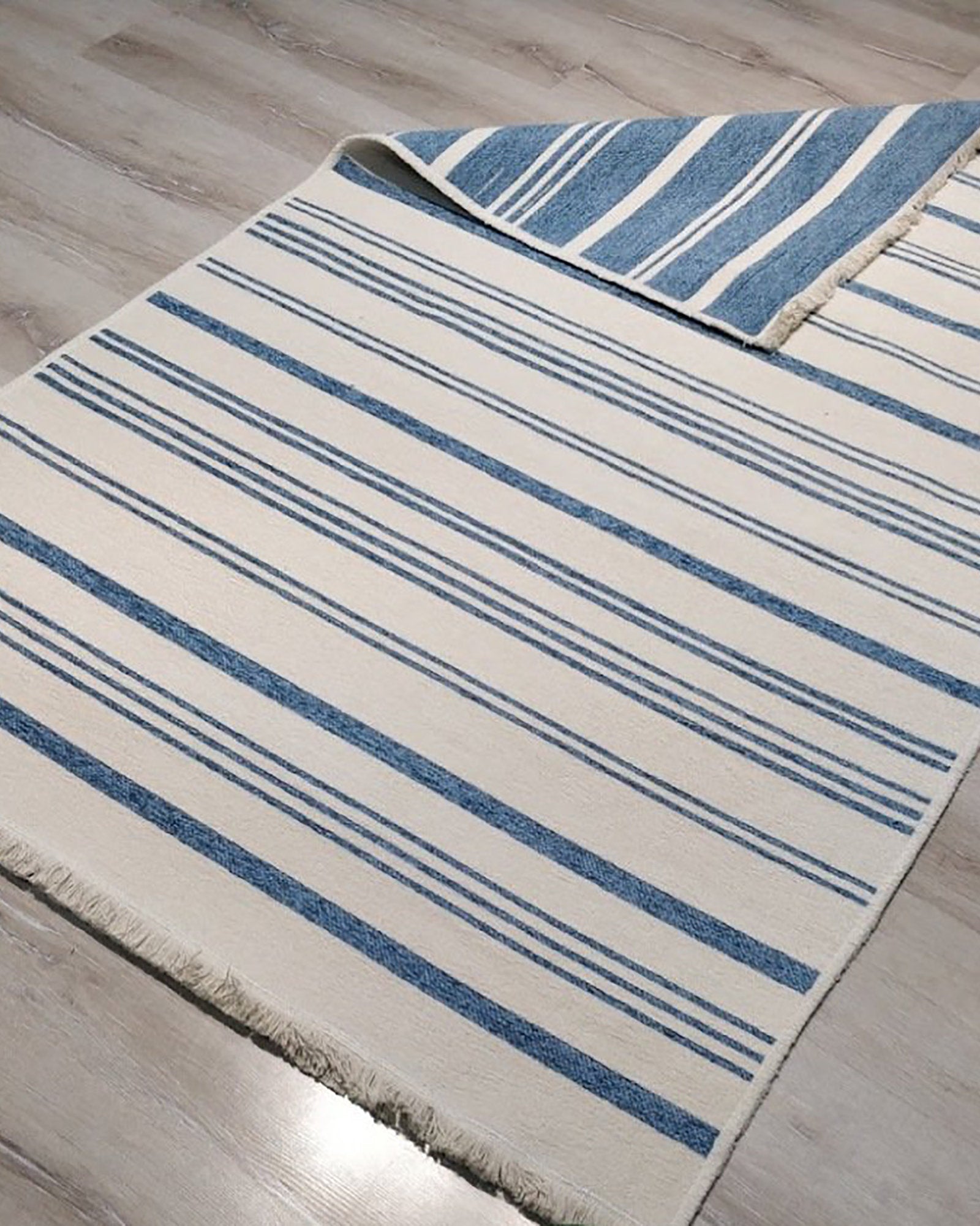 Nama Reversible Kilim Pastel Blue Neutral White Rug