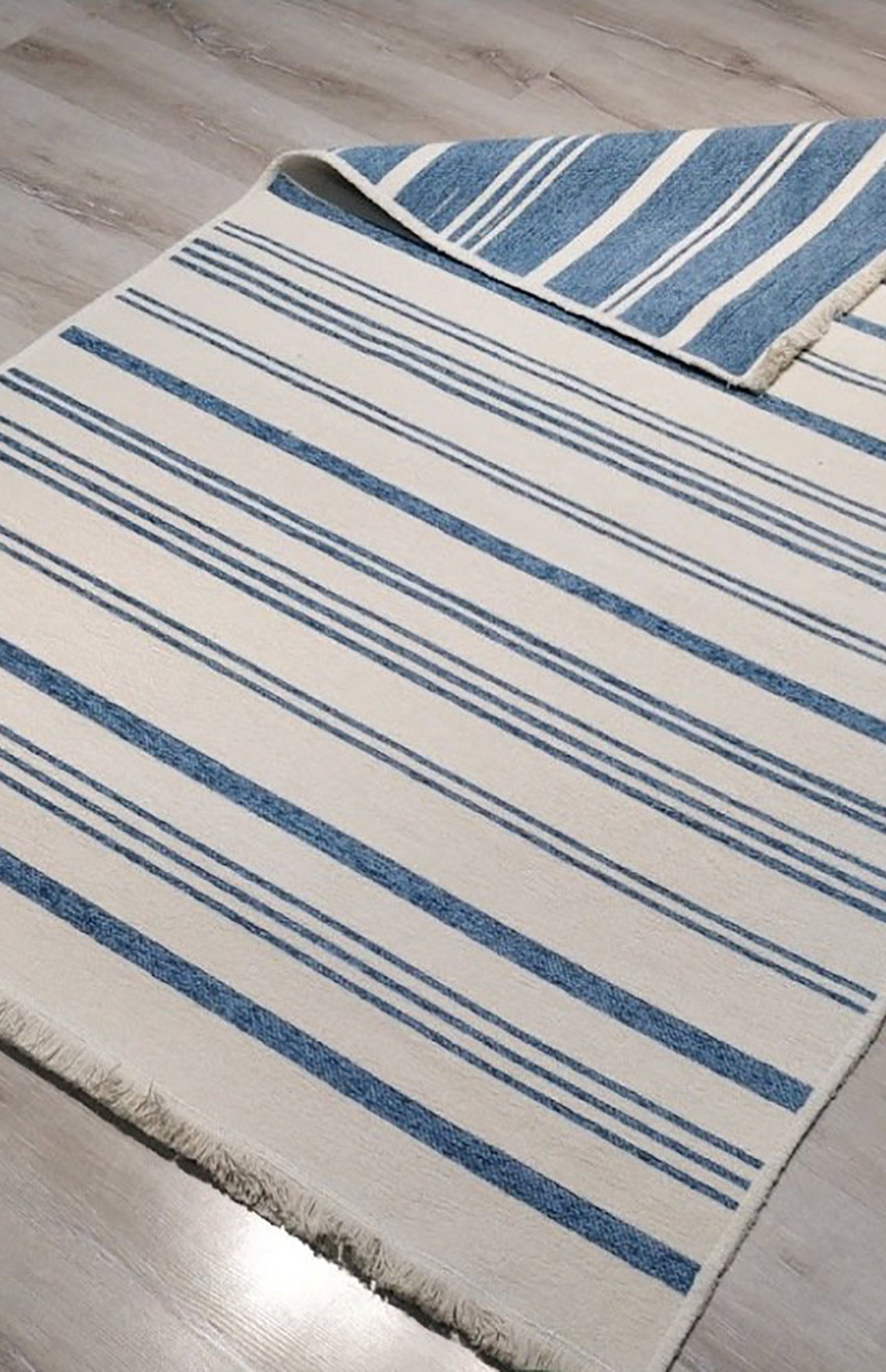 Nama Reversible Kilim Pastel Blue Neutral White Rug