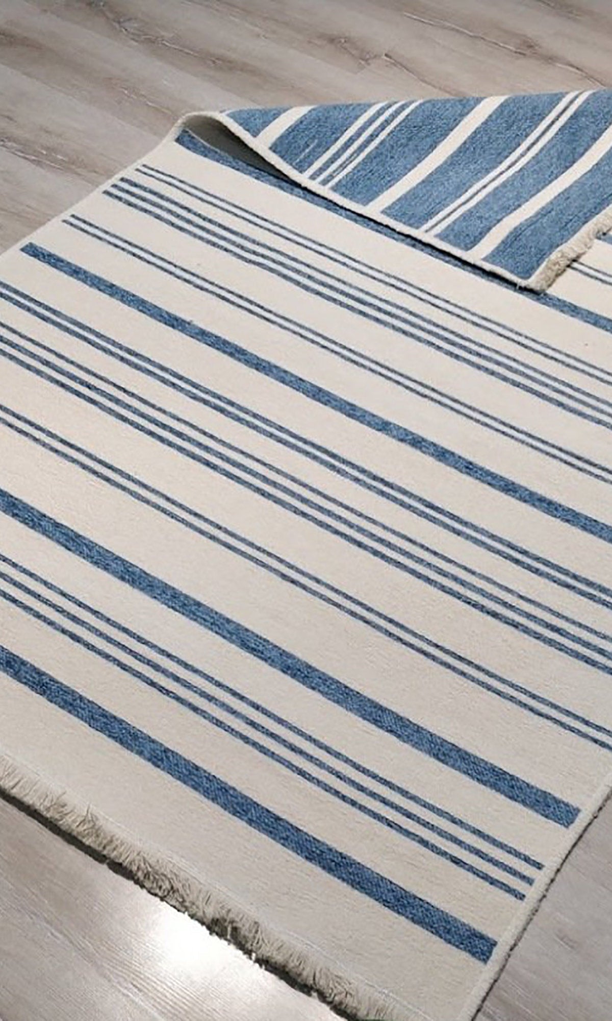 Nama Reversible Kilim Pastel Blue Neutral White Rug