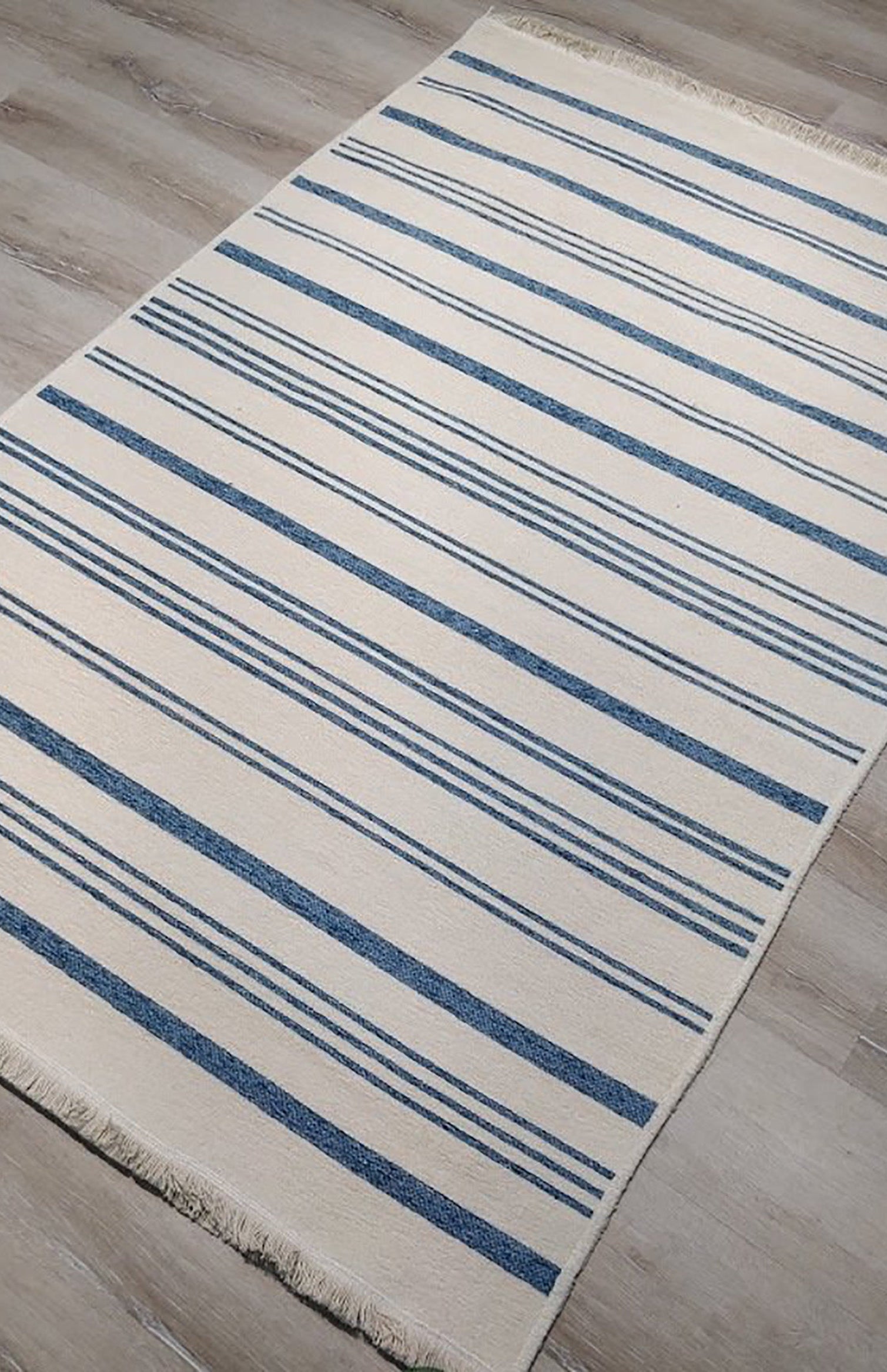Nama Reversible Kilim Pastel Blue Neutral White Rug