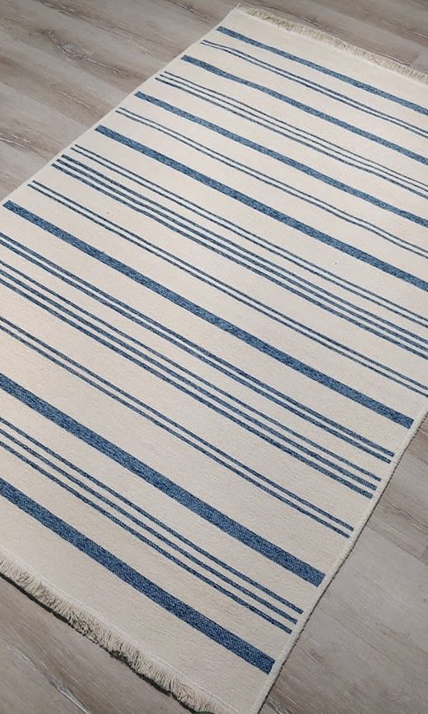 Nama Reversible Kilim Pastel Blue Neutral White Rug