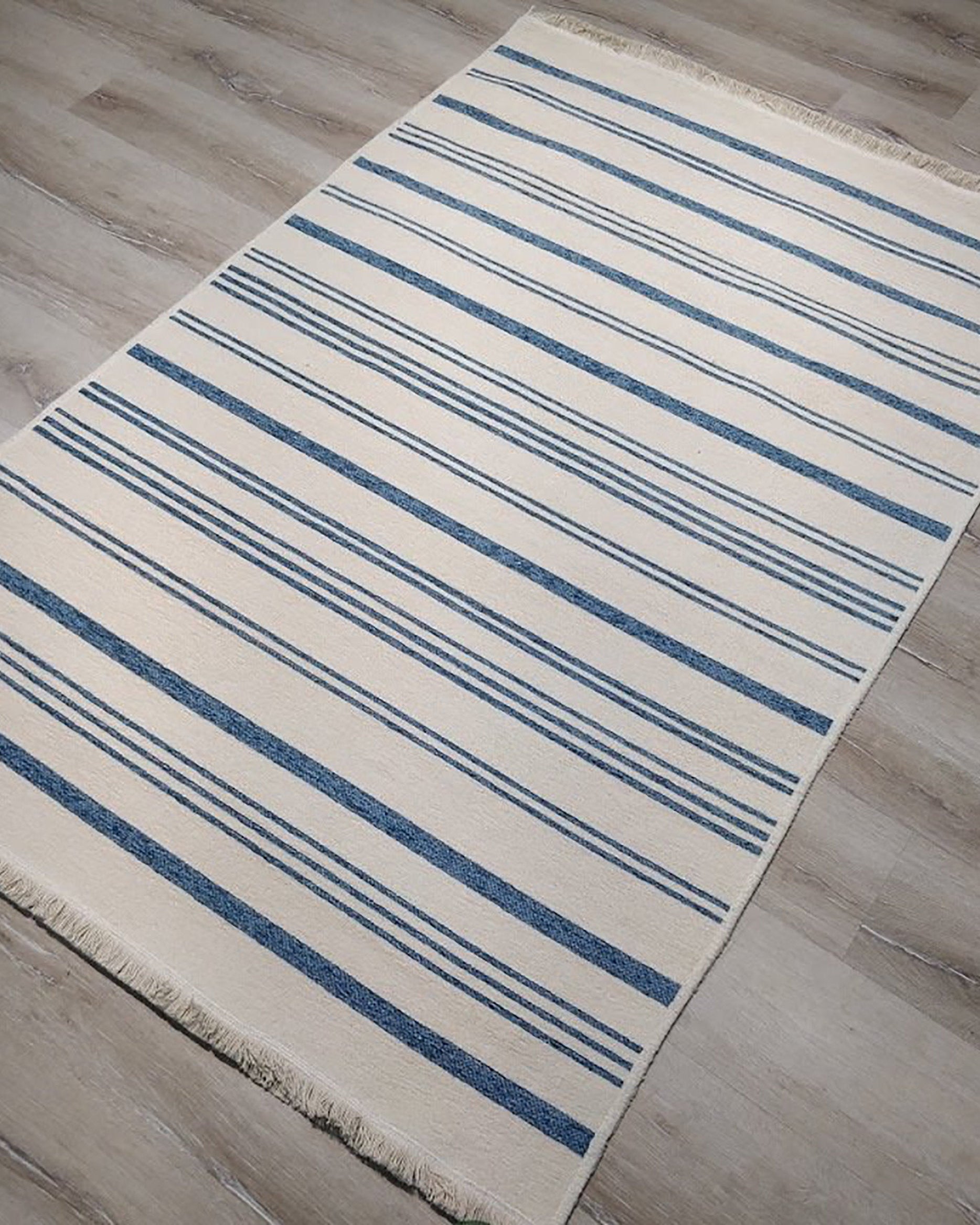 Nama Reversible Kilim Pastel Blue Neutral White Rug