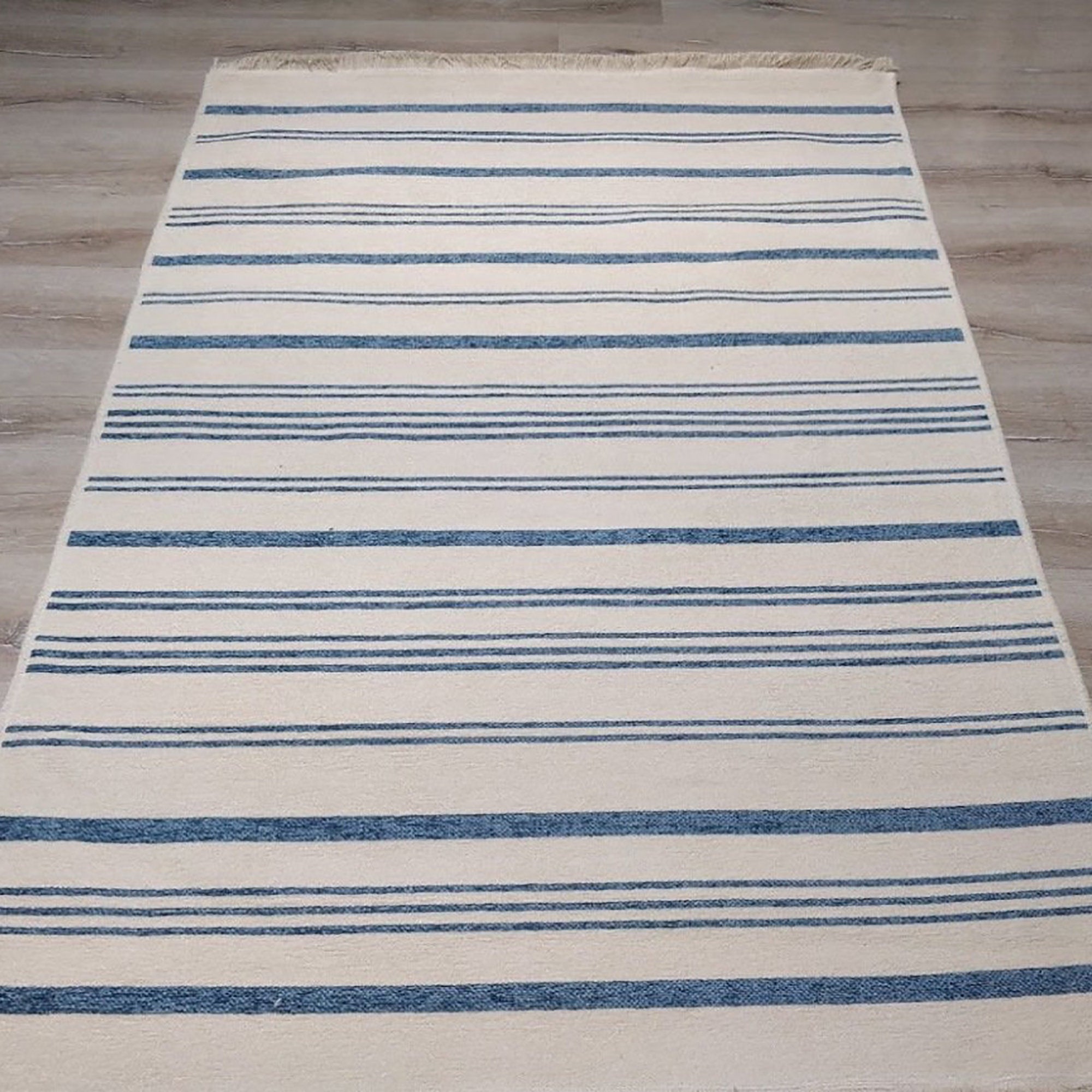 Nama Reversible Kilim Pastel Blue Neutral White Rug