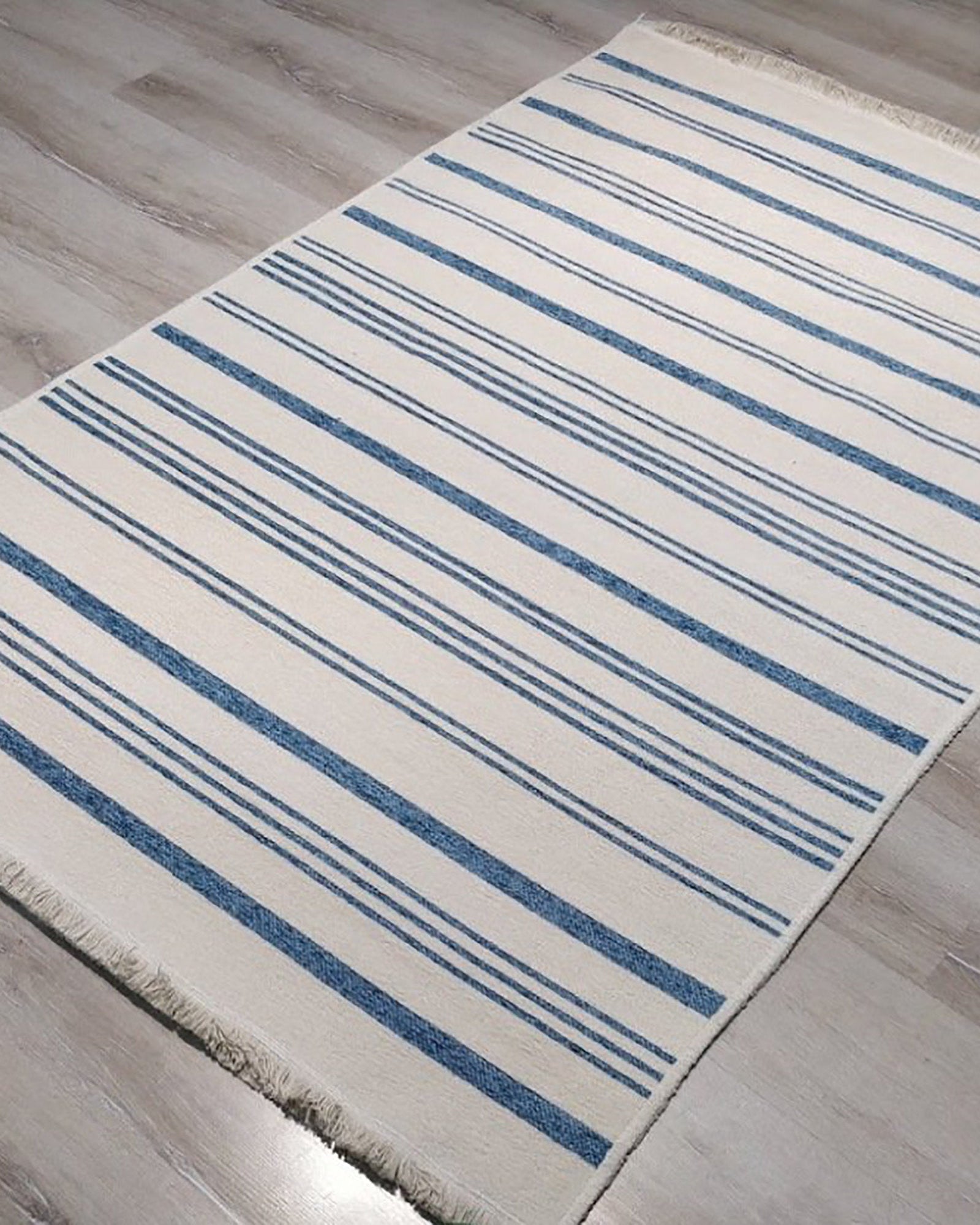Nama Reversible Kilim Pastel Blue Neutral White Rug