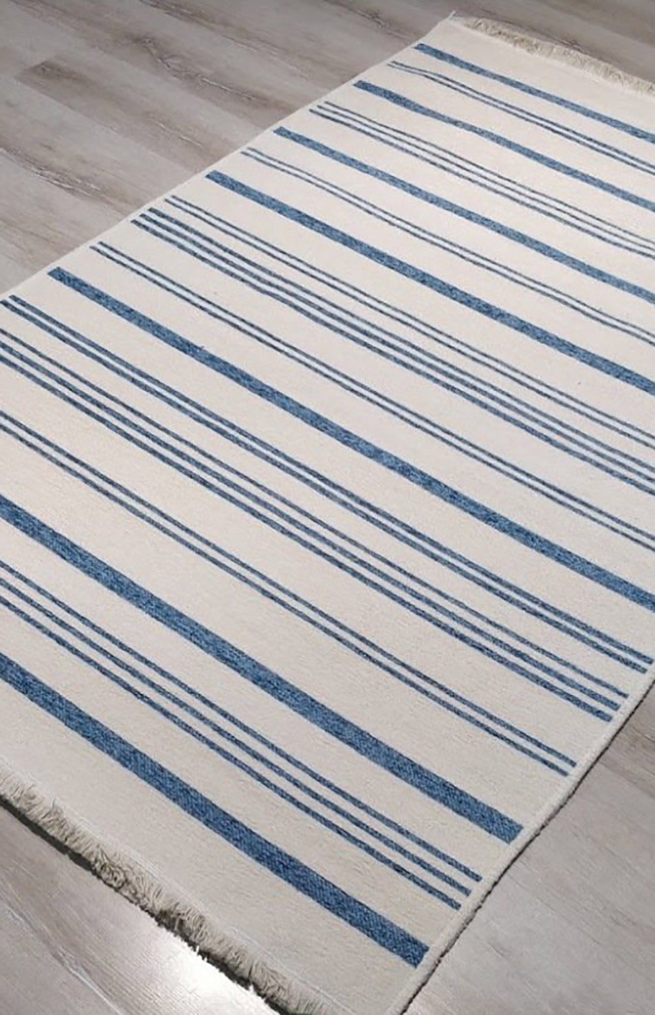 Nama Reversible Kilim Pastel Blue Neutral White Rug