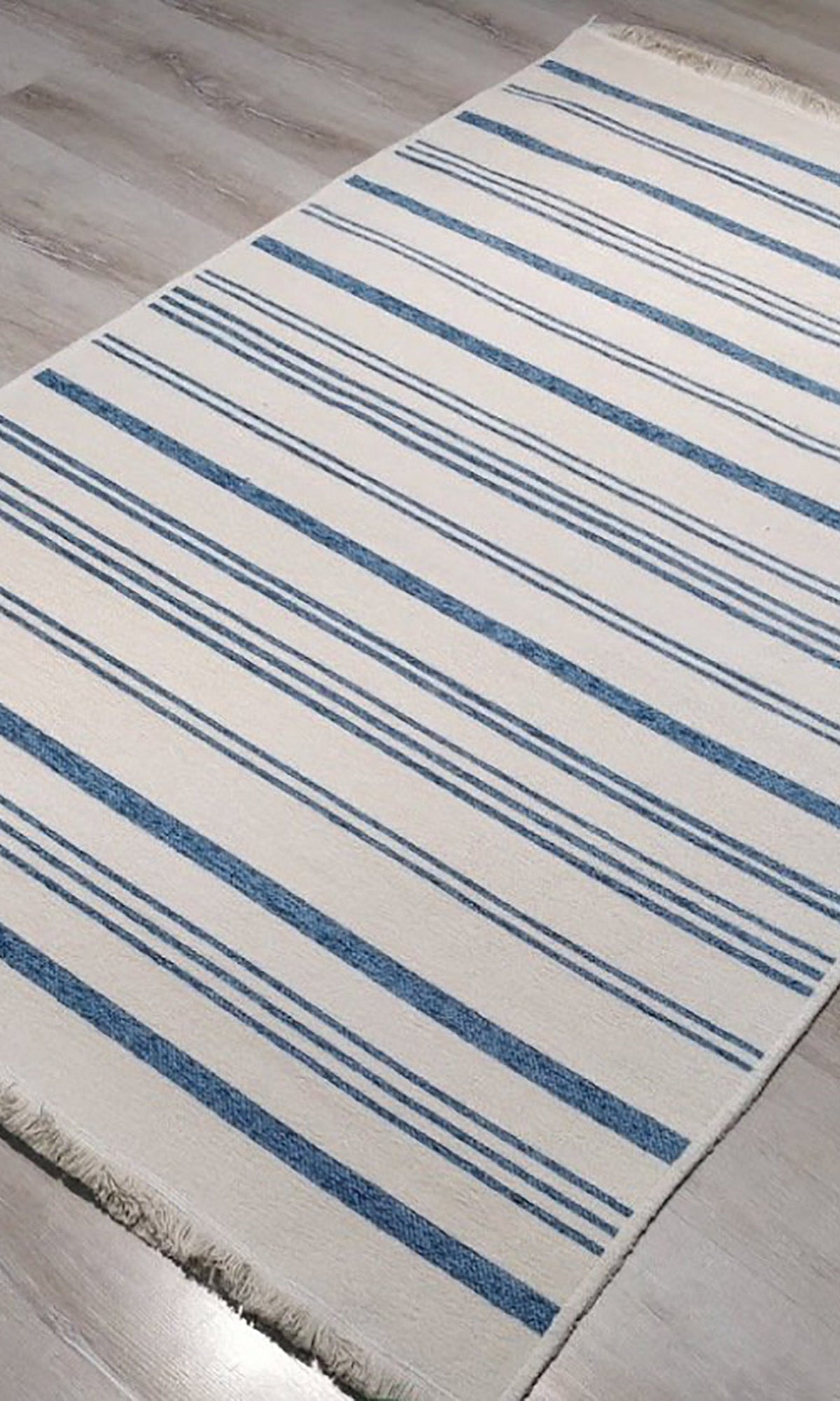 Nama Reversible Kilim Pastel Blue Neutral White Rug