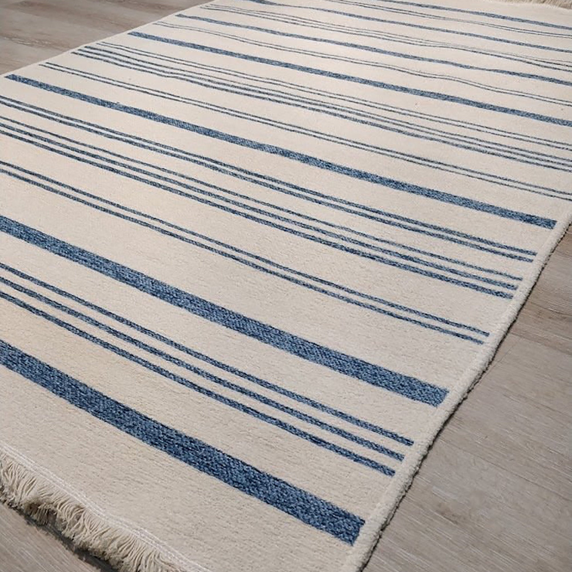Nama Reversible Kilim Pastel Blue Neutral White Rug