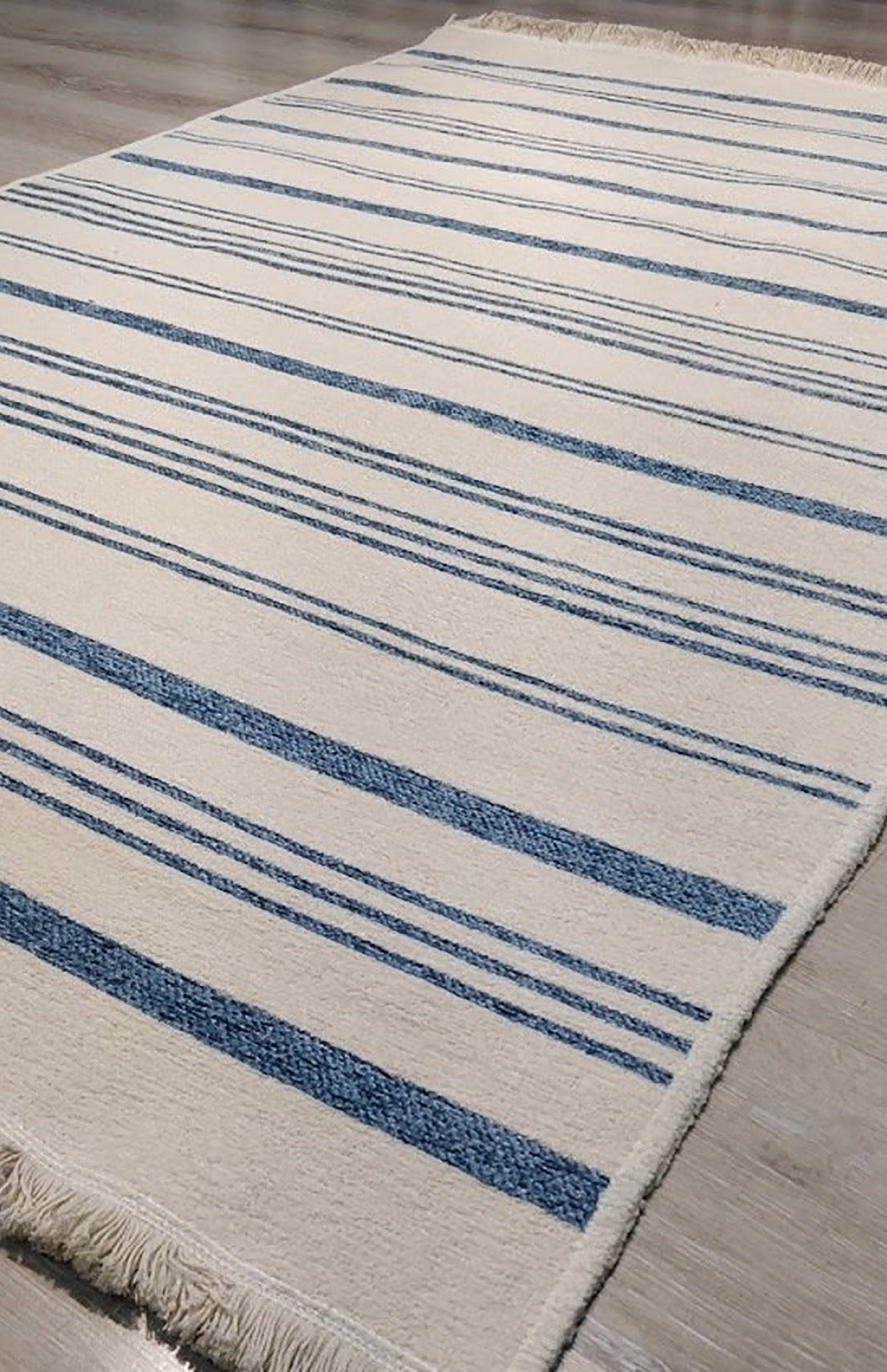 Nama Reversible Kilim Pastel Blue Neutral White Rug