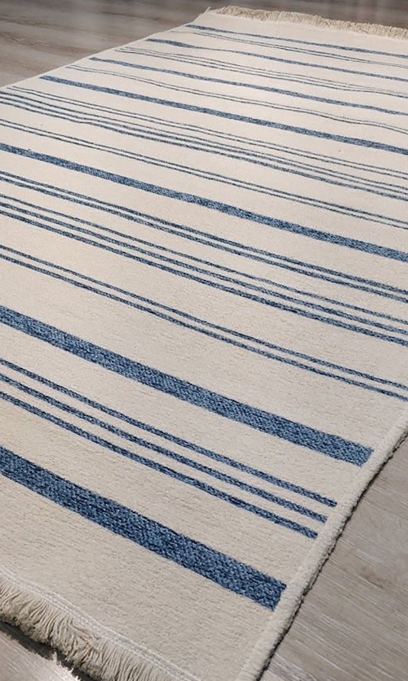 Nama Reversible Kilim Pastel Blue Neutral White Rug