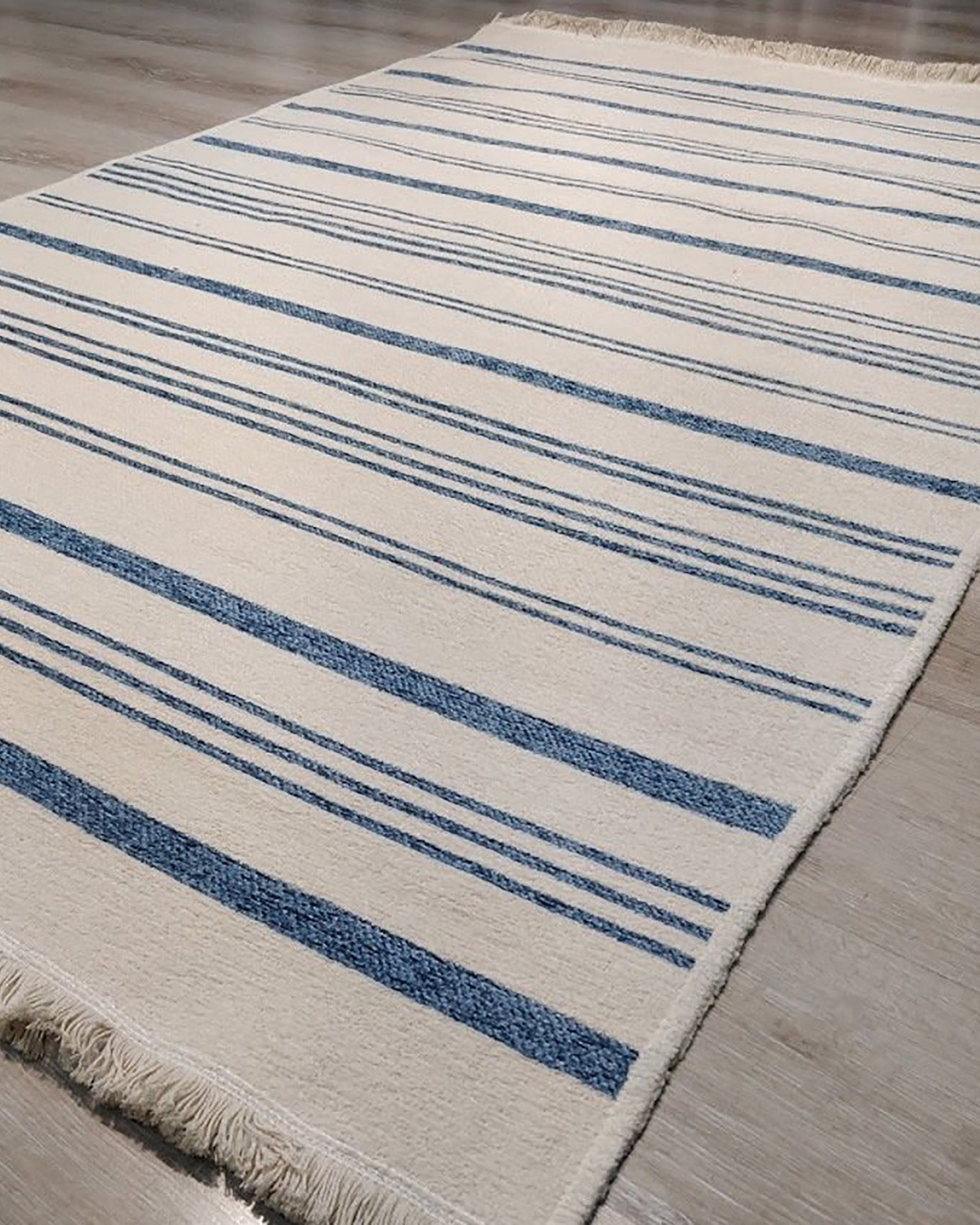 Nama Reversible Kilim Pastel Blue Neutral White Rug