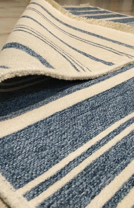 Nama Reversible Kilim Pastel Blue Neutral White Rug