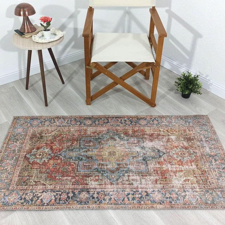 Nar Rug Turkish Earth tones Terracotta Floral Rug