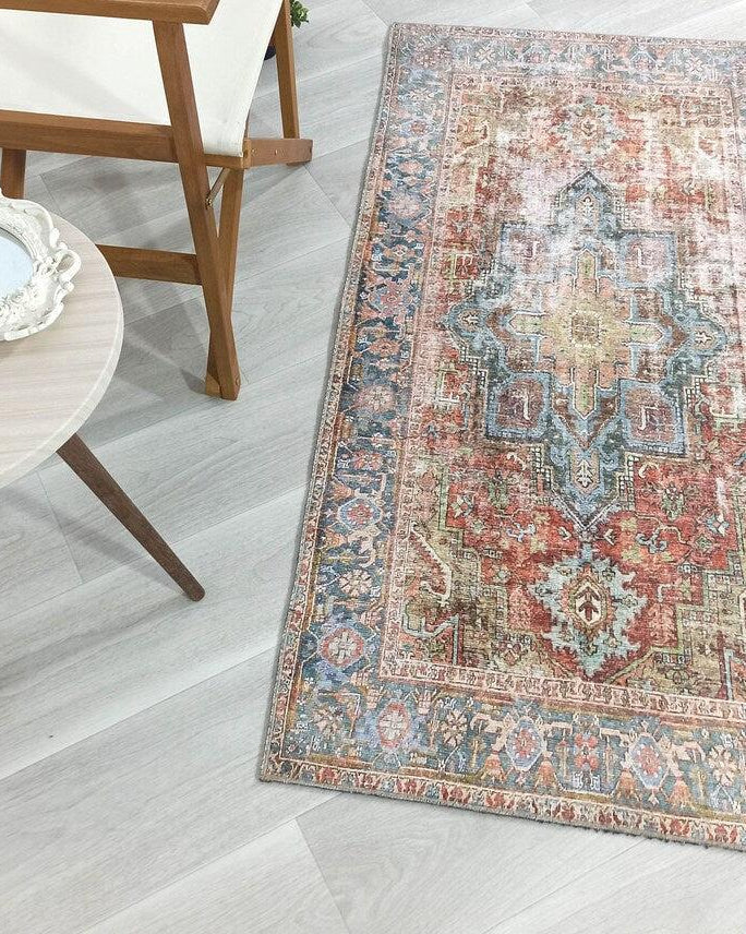 Nar Rug Turkish Earth tones Terracotta Floral Rug