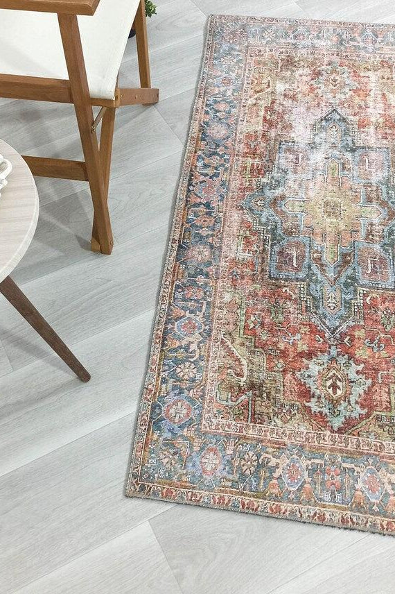 Nar Rug Turkish Earth tones Terracotta Floral Rug