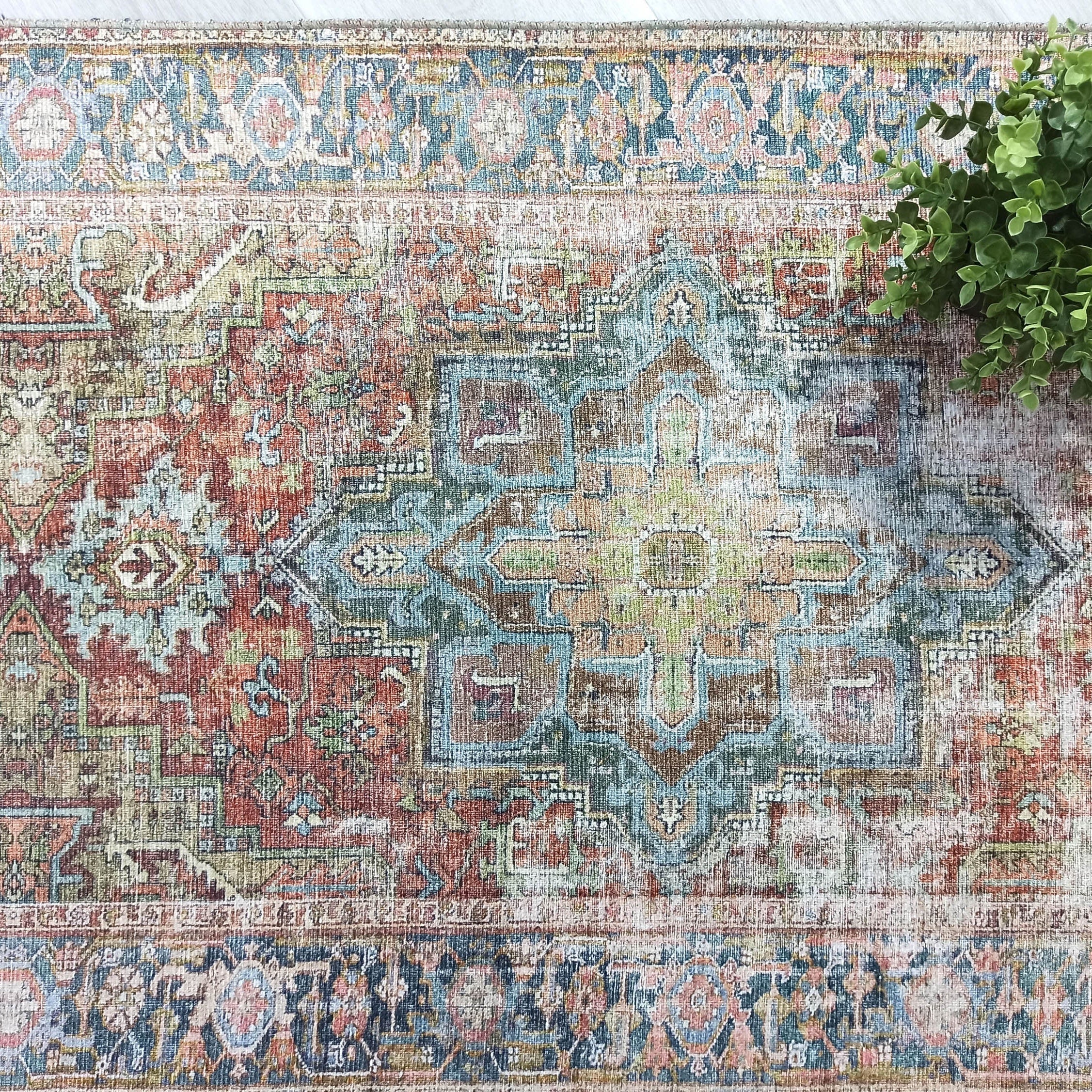 Nar Rug Turkish Earth tones Terracotta Floral Rug