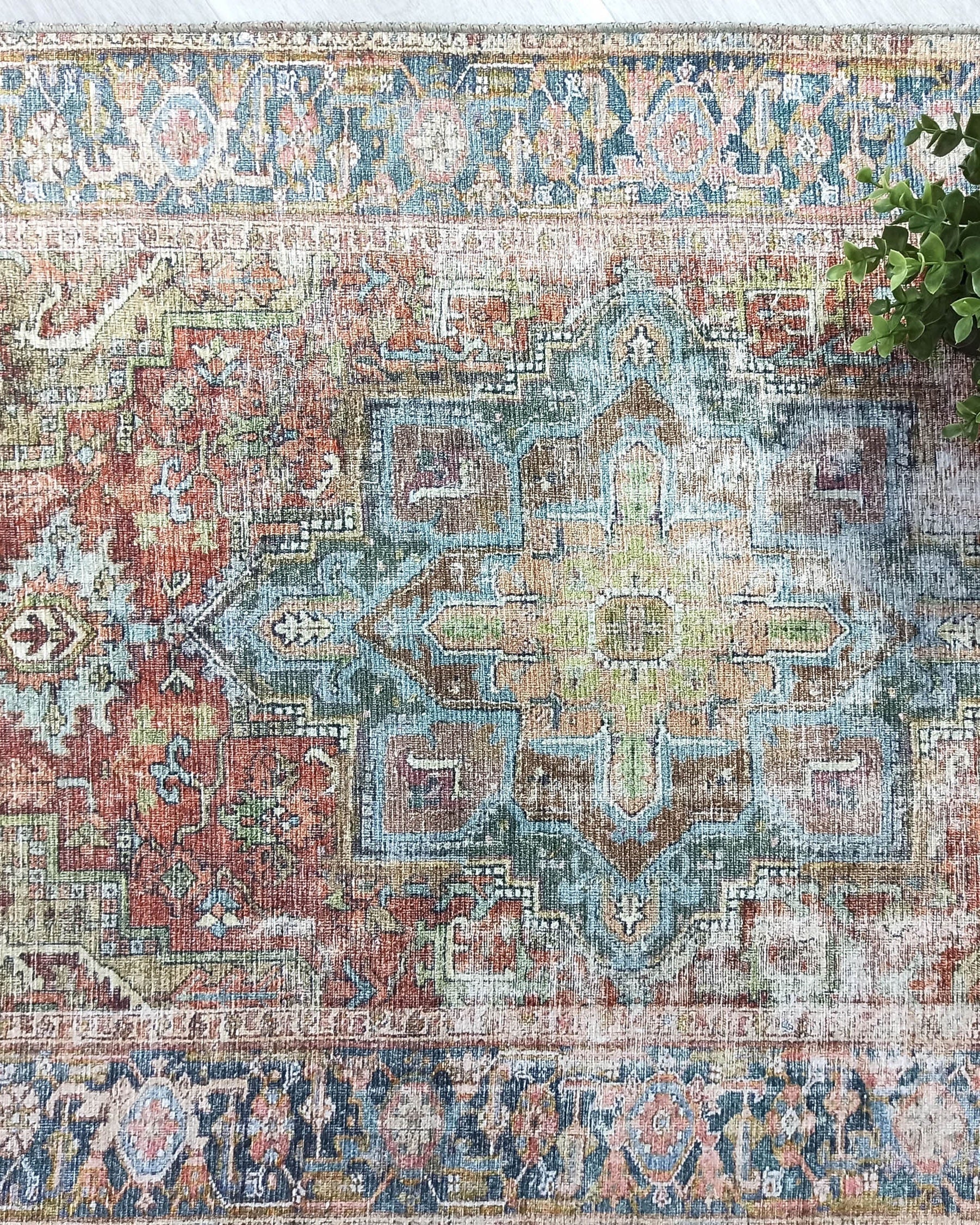 Nar Rug Turkish Earth tones Terracotta Floral Rug