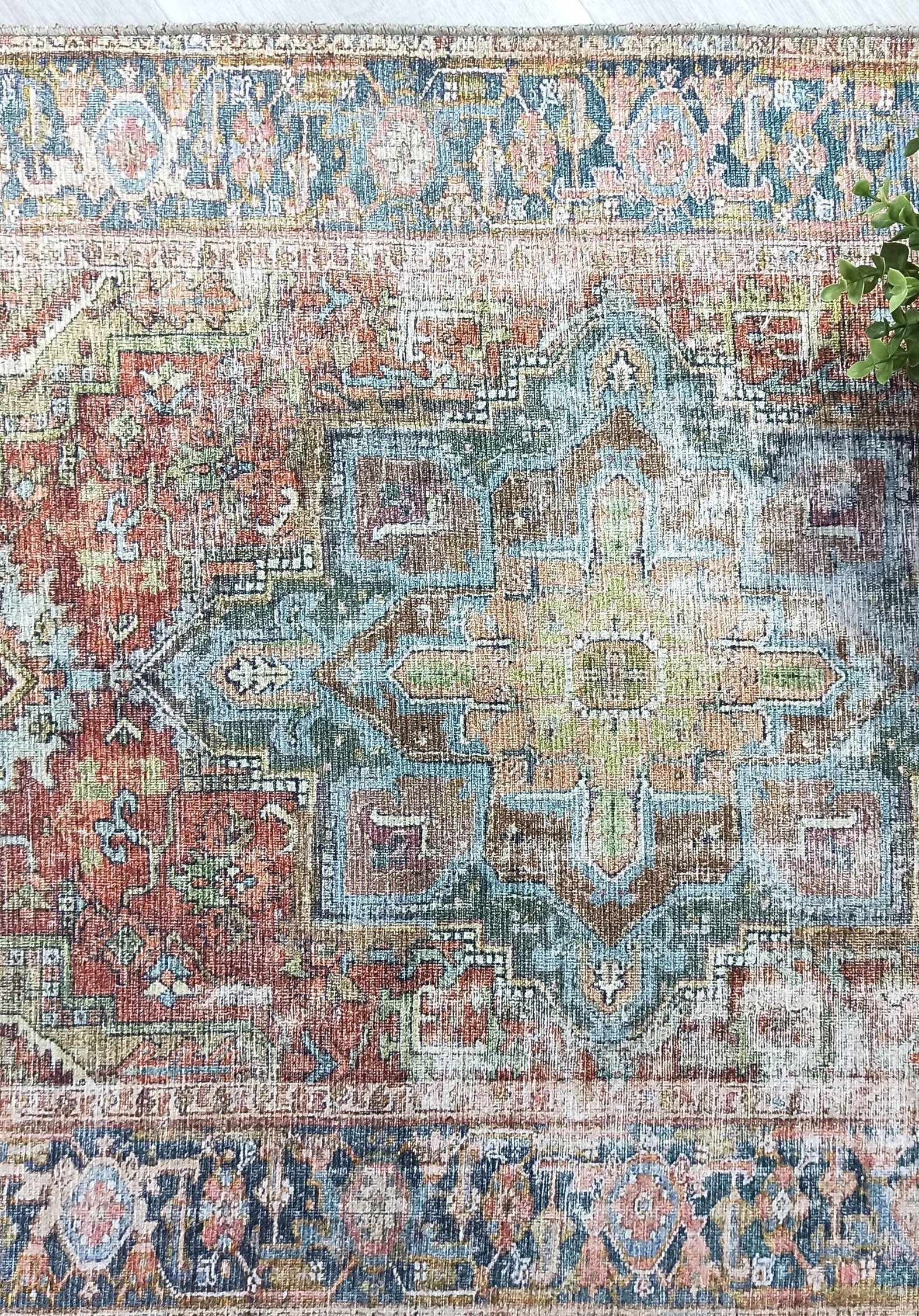 Nar Rug Turkish Earth tones Terracotta Floral Rug