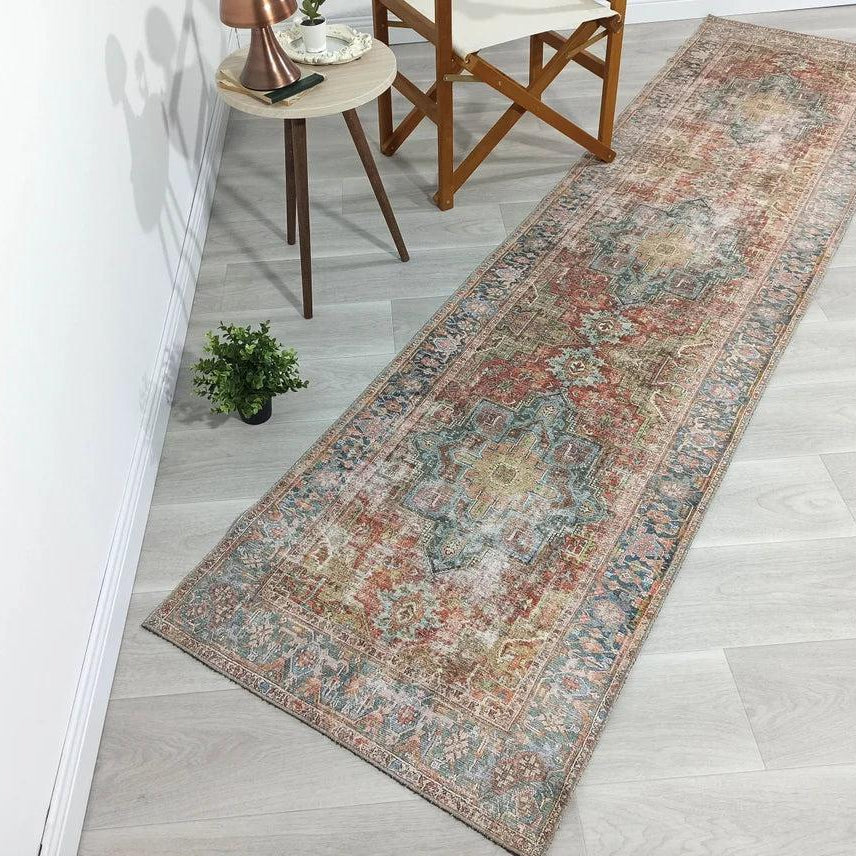 Nar Rug Turkish Earth tones Terracotta Floral Rug