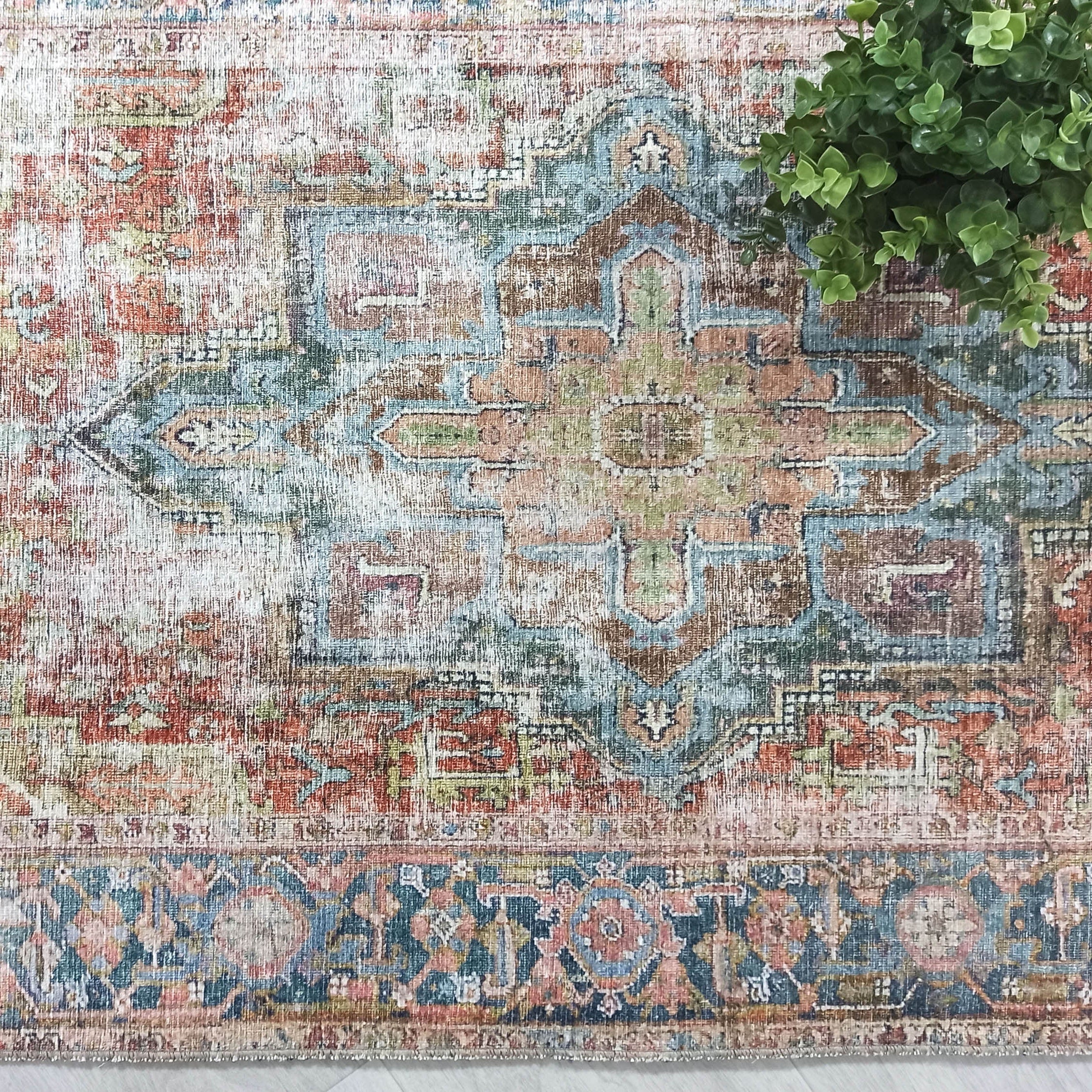 Nar Rug Turkish Earth tones Terracotta Floral Rug