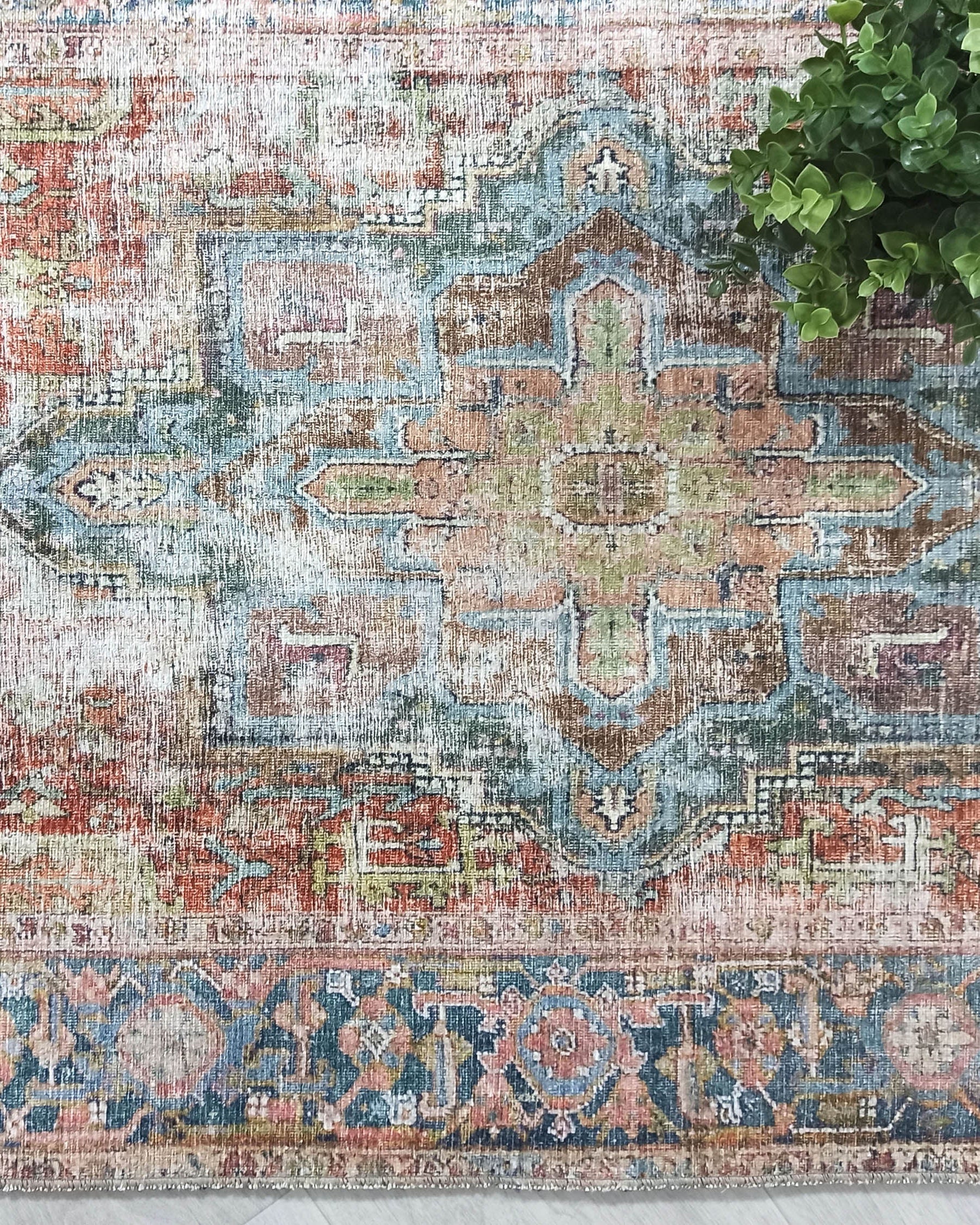 Nar Rug Turkish Earth tones Terracotta Floral Rug