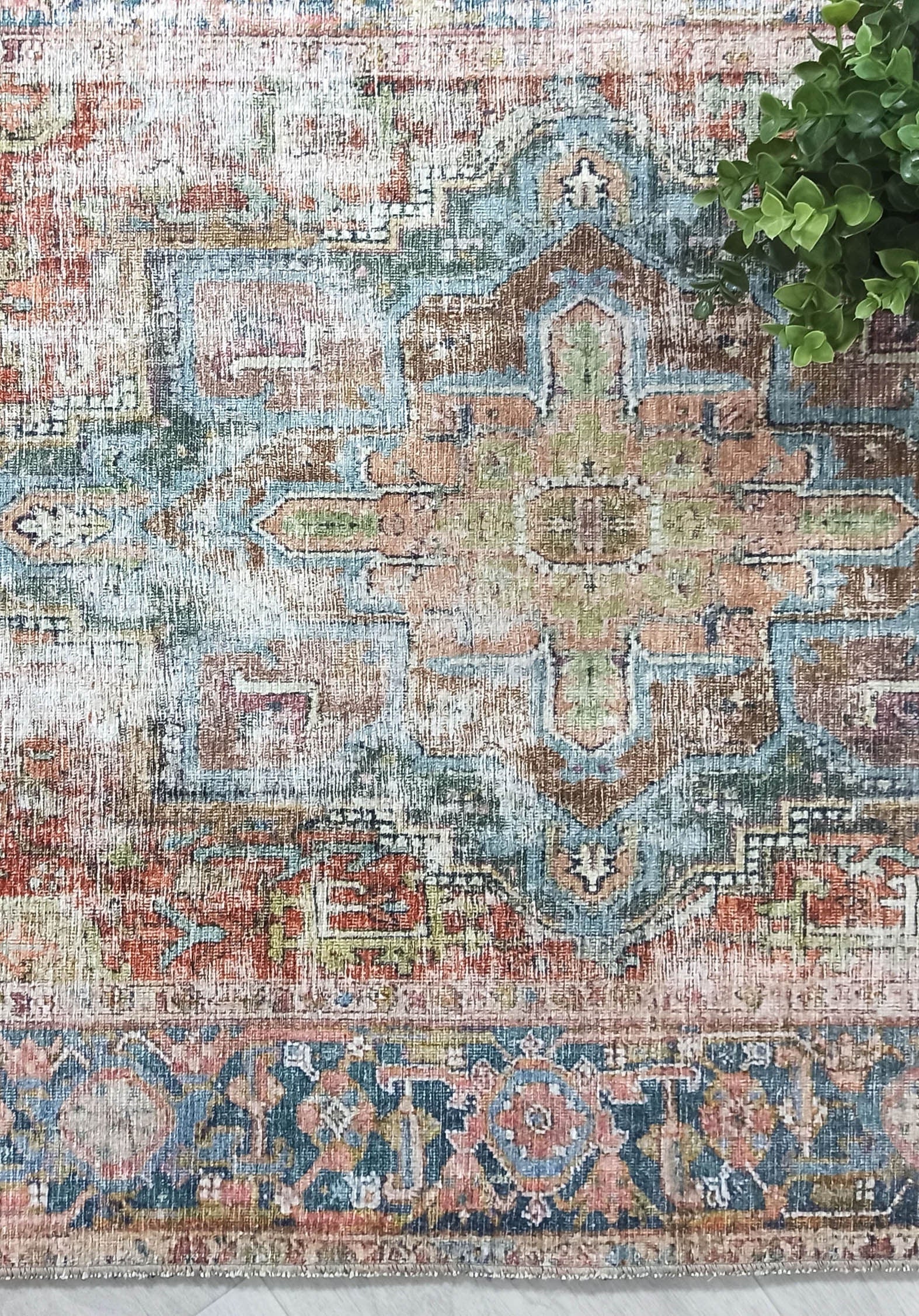 Nar Rug Turkish Earth tones Terracotta Floral Rug