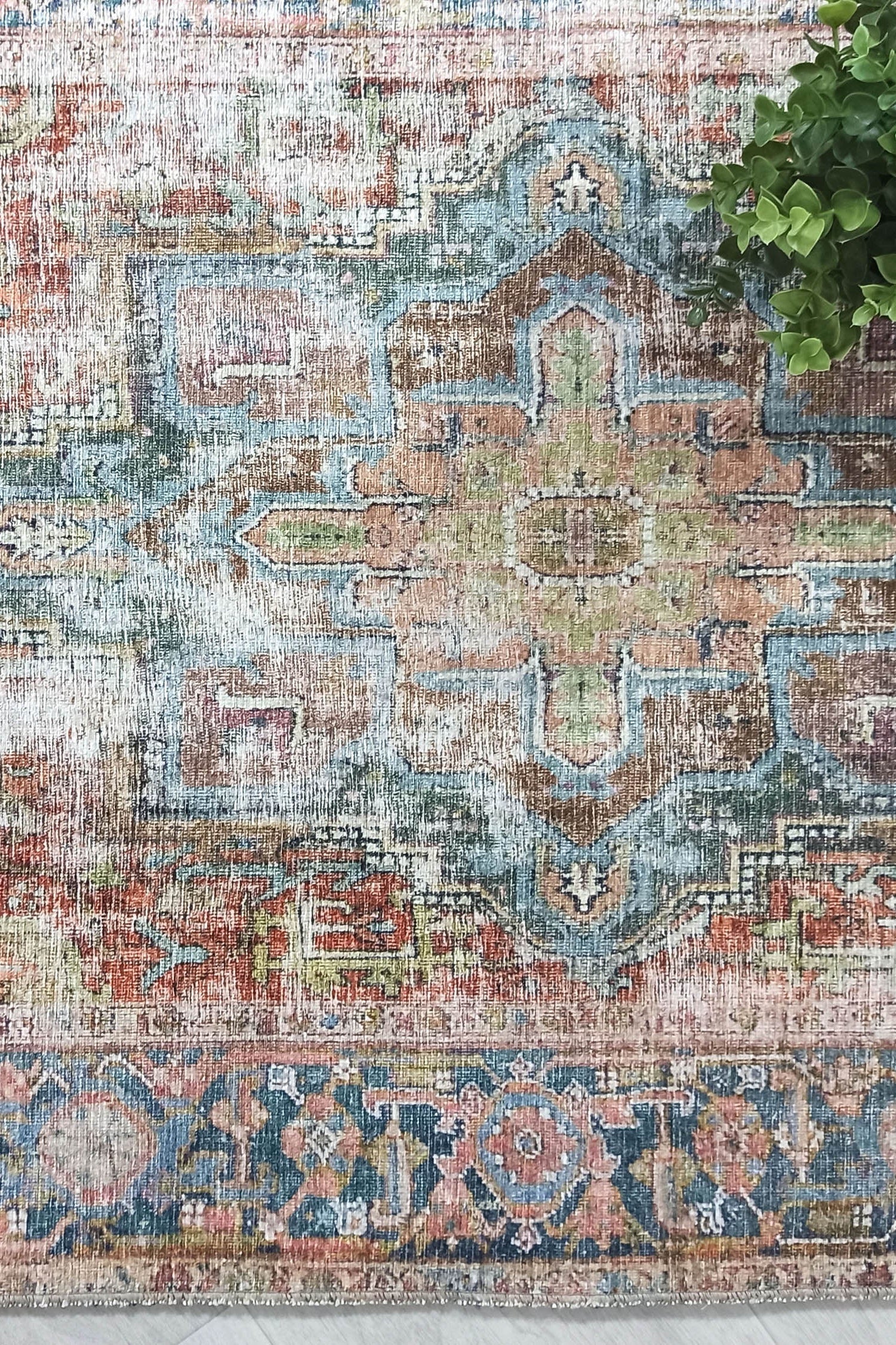 Nar Rug Turkish Earth tones Terracotta Floral Rug