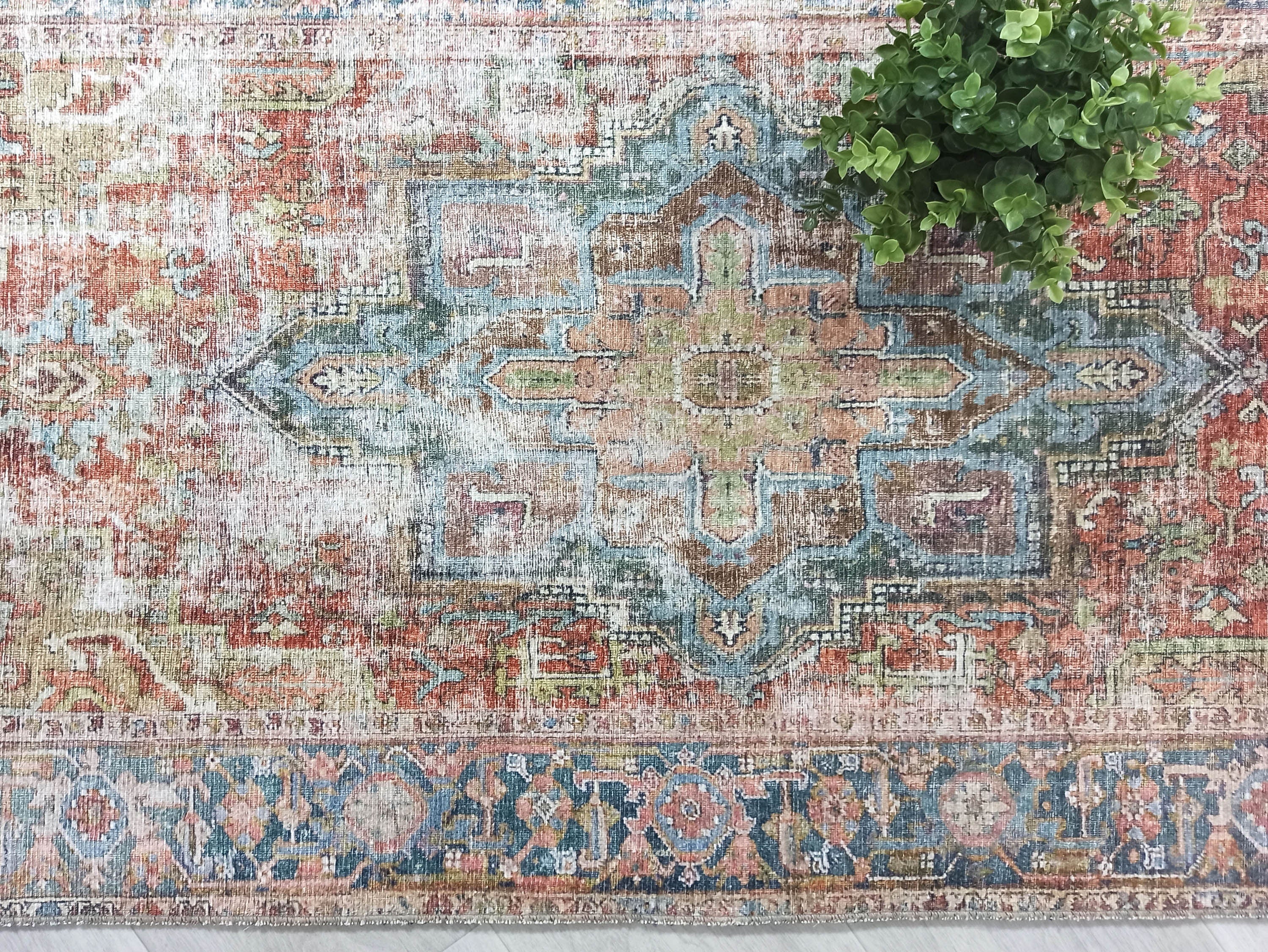 Nar Rug Turkish Earth tones Terracotta Floral Rug