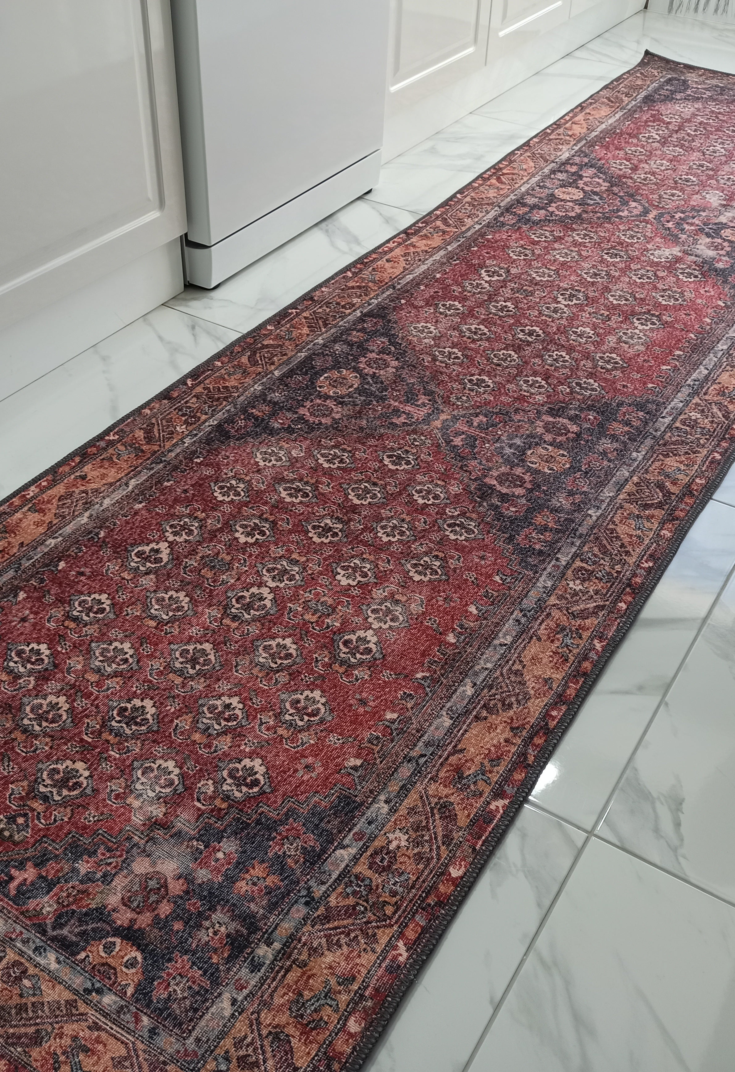 Nara Rug Turkish Red Orange Gray Rug