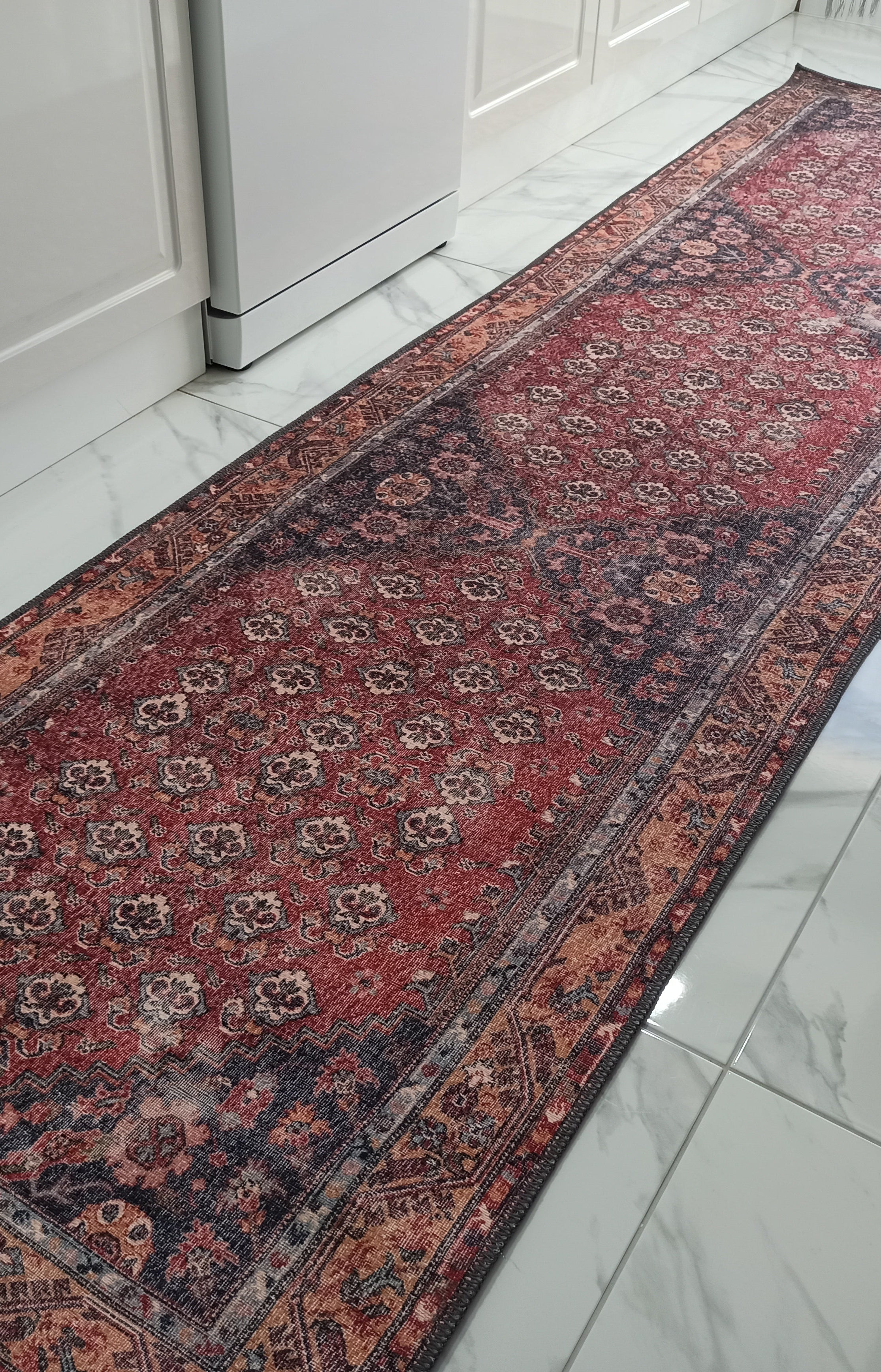 Nara Rug Turkish Red Orange Gray Rug