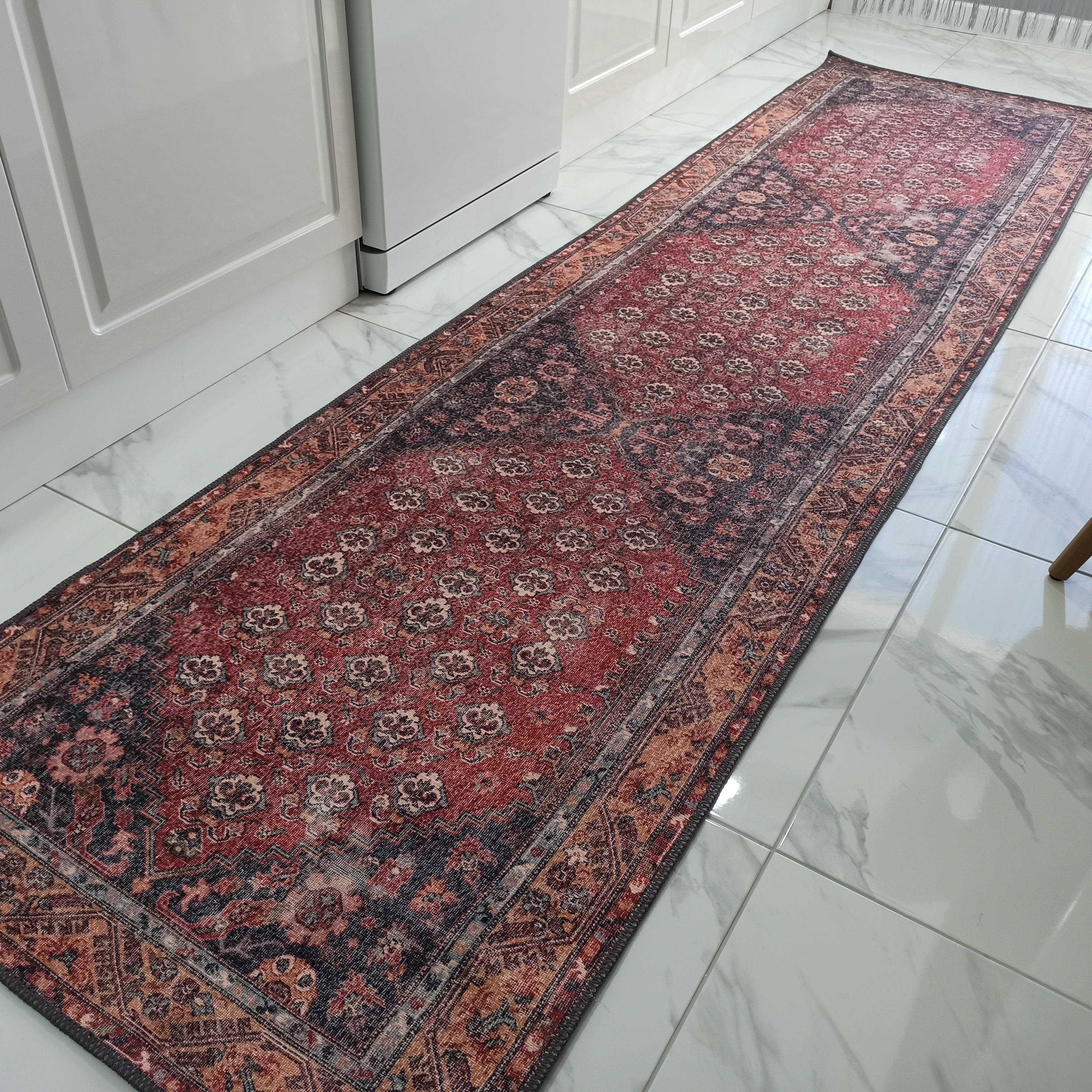 Nara Rug Turkish Red Orange Gray Rug
