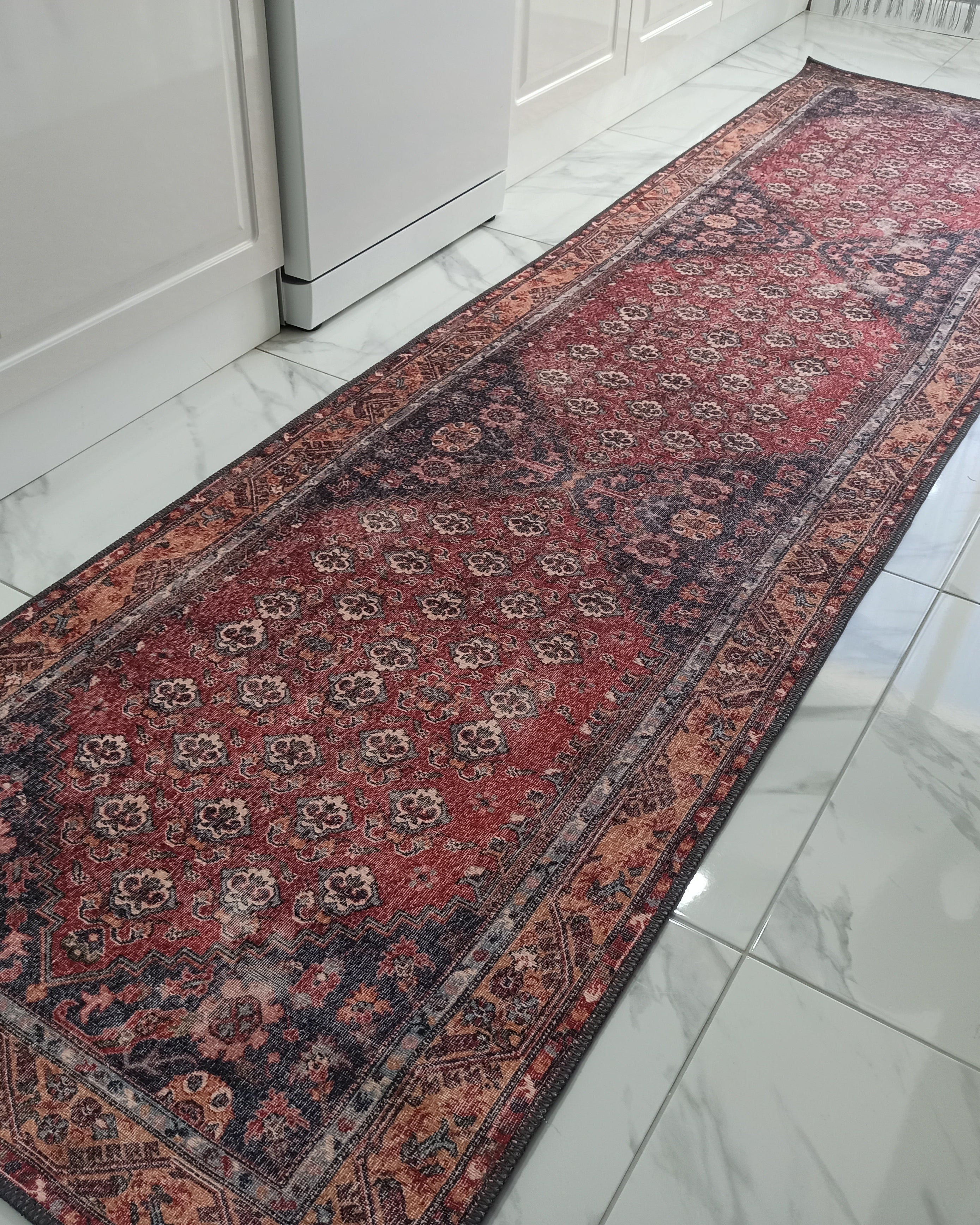 Nara Rug Turkish Red Orange Gray Rug