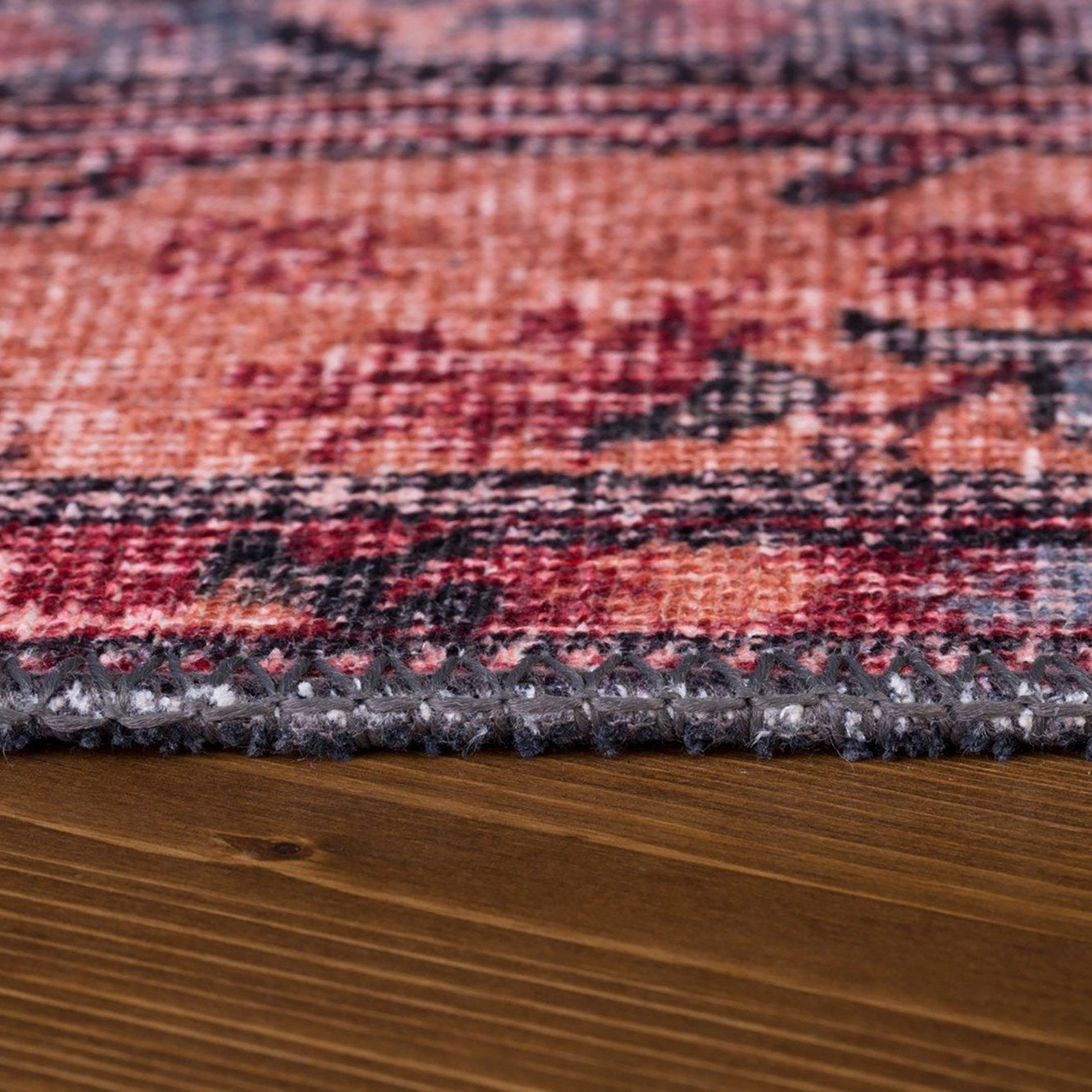 Nara Rug Turkish Red Orange Gray Rug